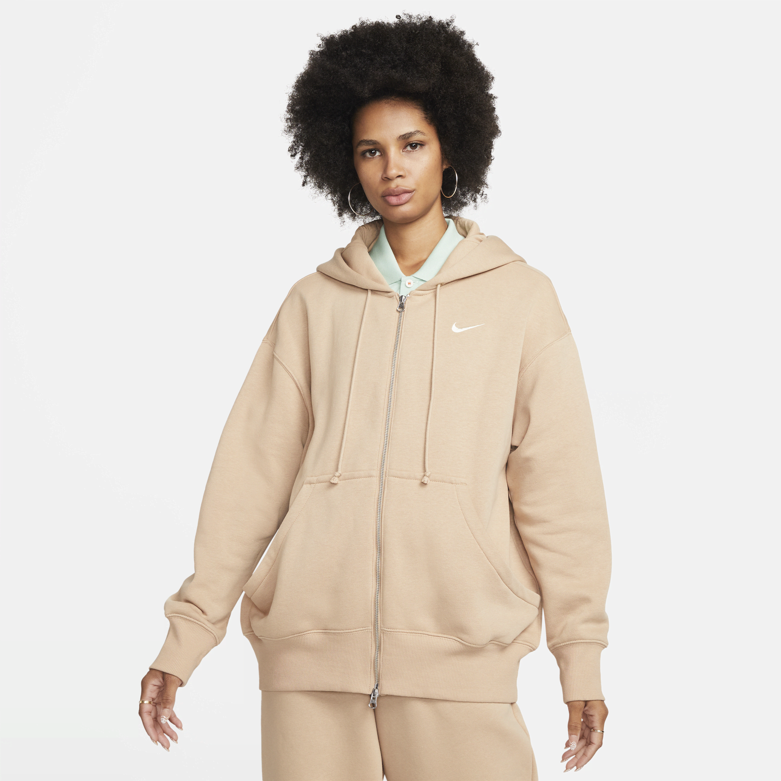 Nike Sportswear Phoenix Fleece Sudadera con capucha, cremallera completa y ajuste oversize - Mujer - Marrón