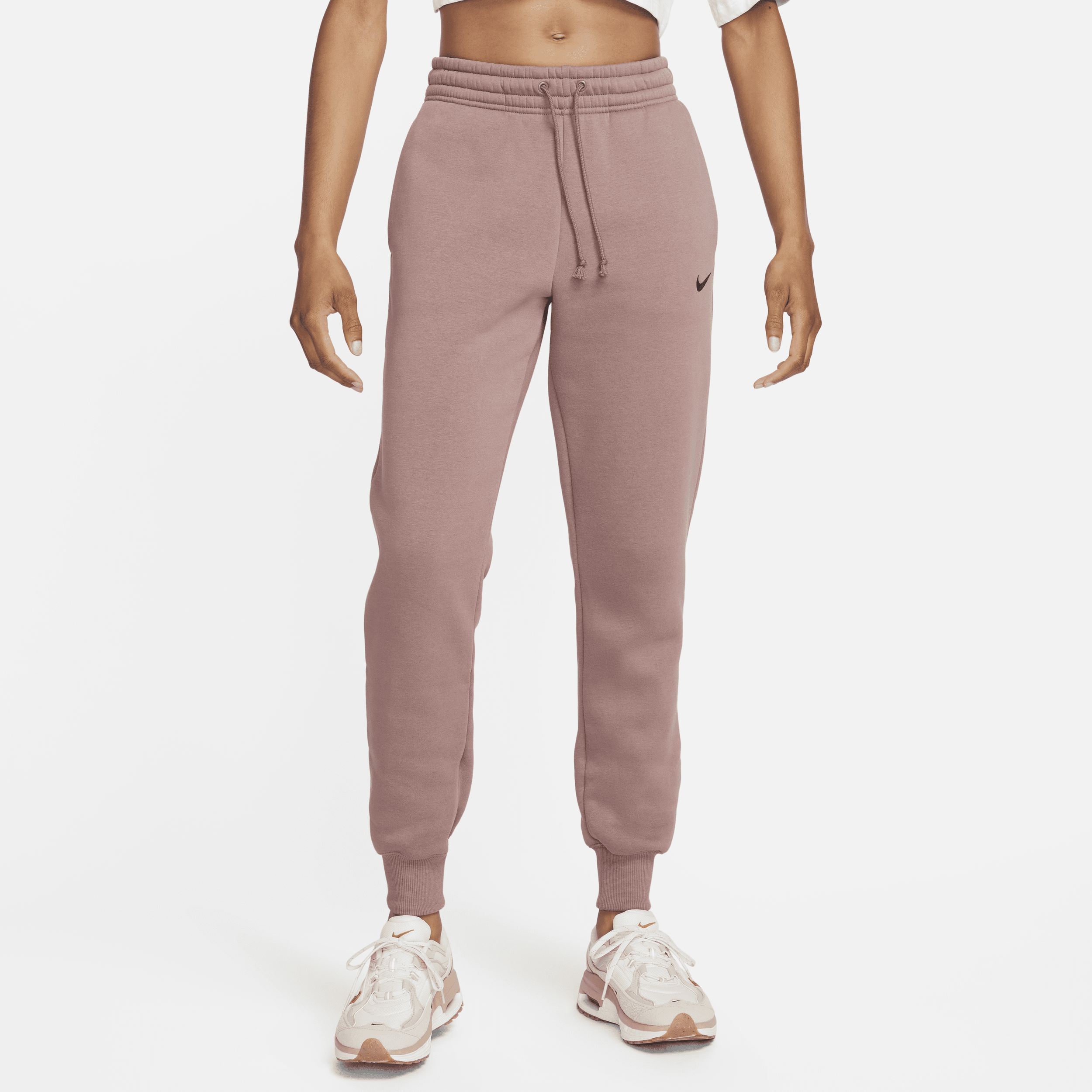 Nike Sportswear Phoenix Fleece-sweatpants med mellemhøj talje til kvinder - lilla