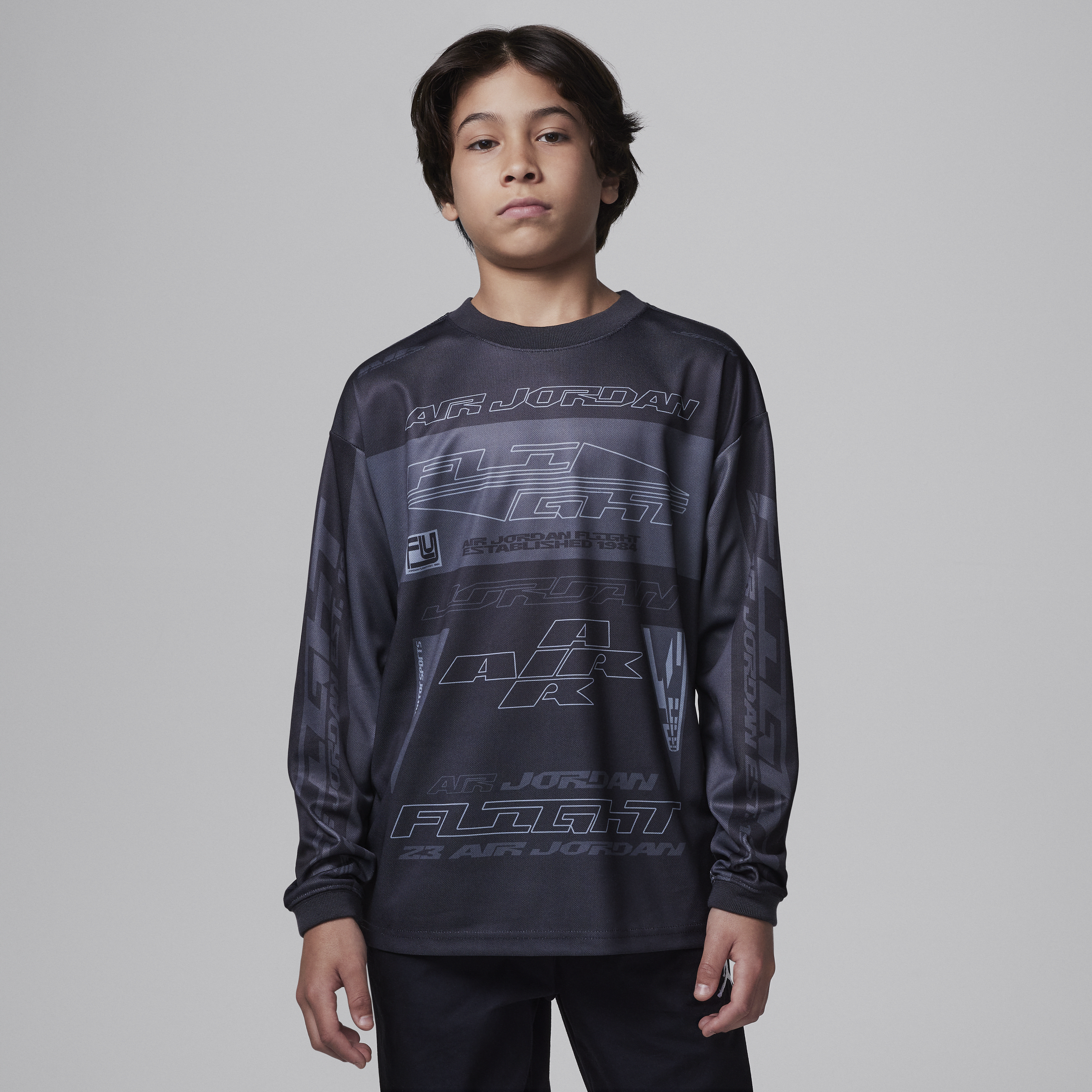 Jordan MVP Camiseta de manga larga Dri-FIT Motorsports - Niño/a - Negro