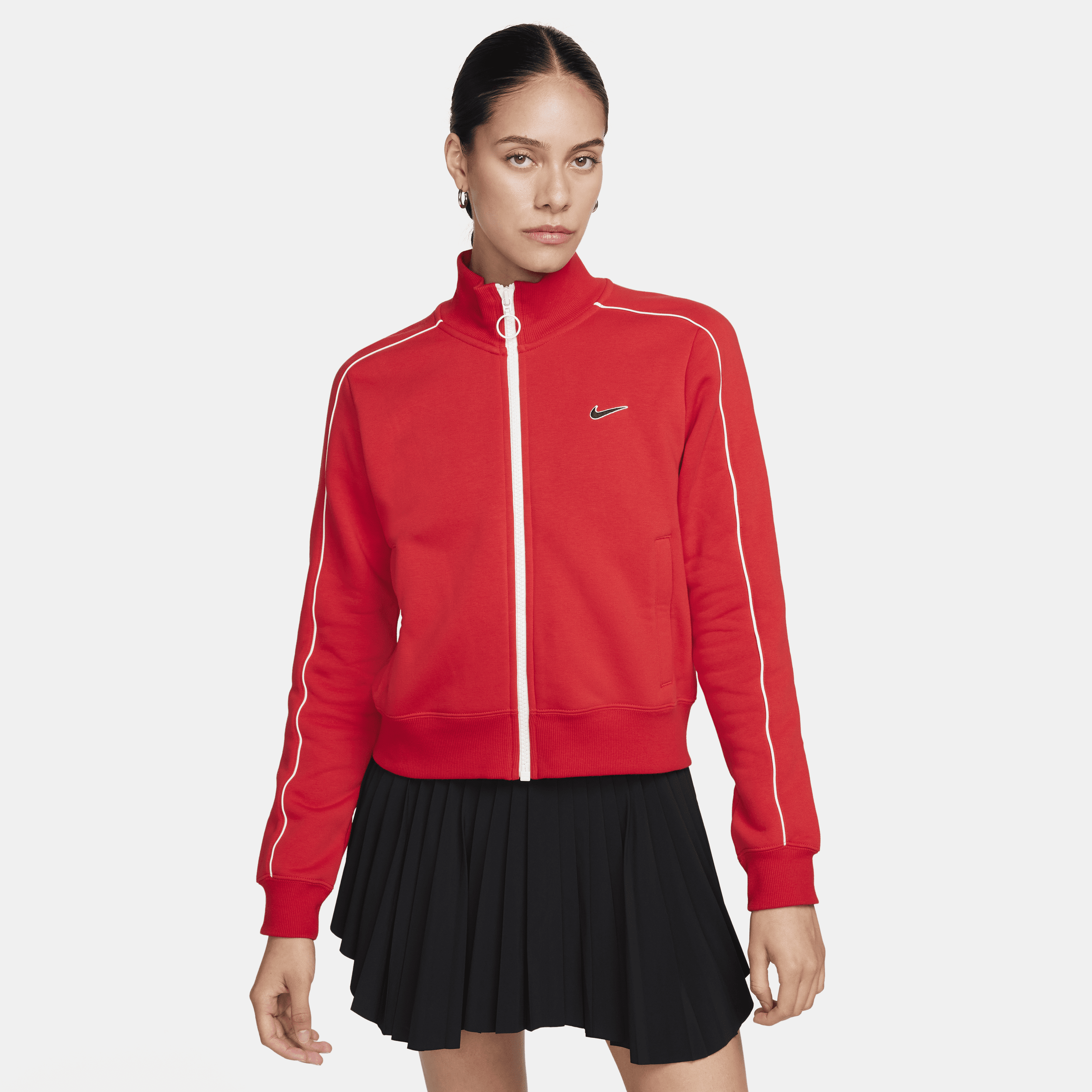 Nike Sportswear-træningstop i fleece til kvinder - rød