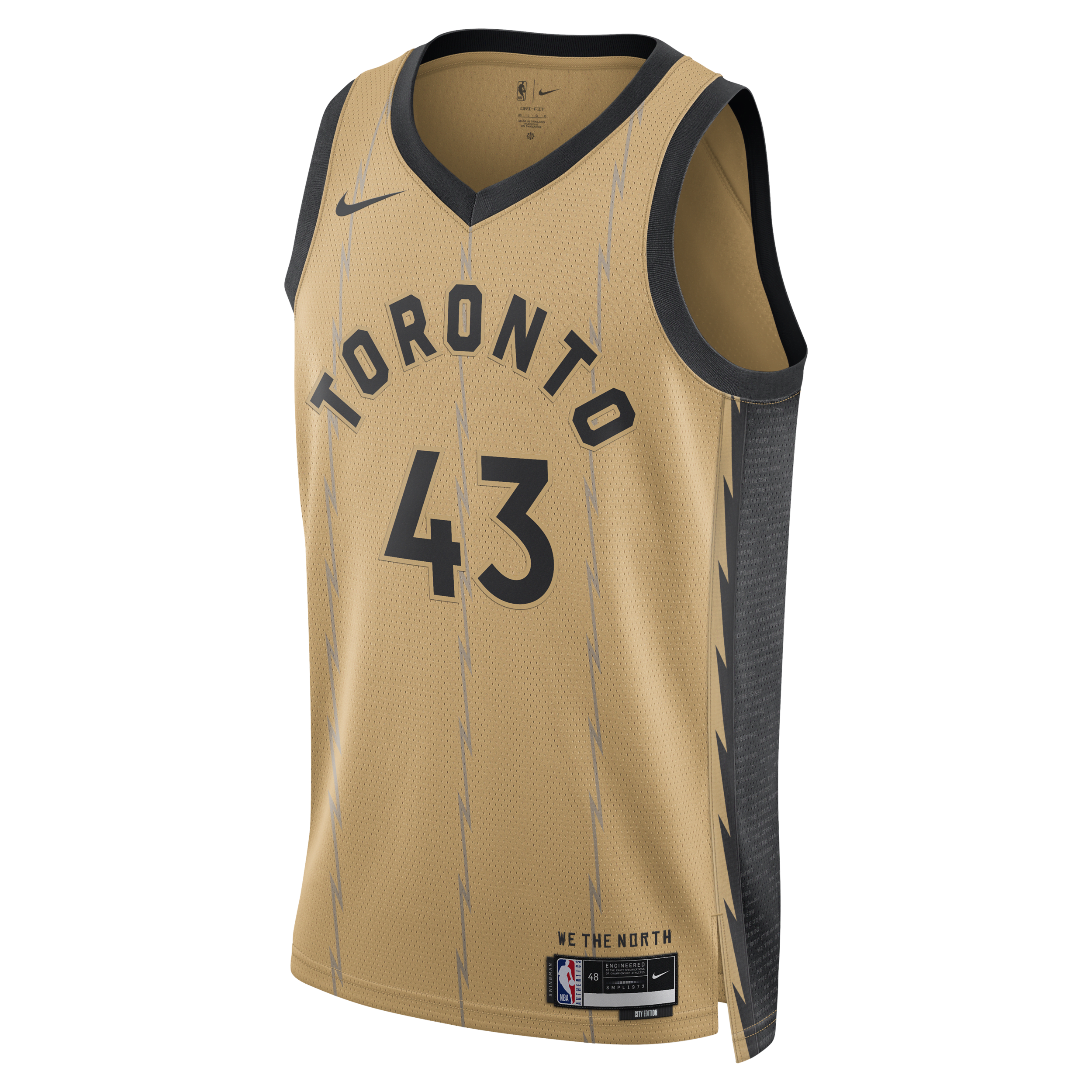 Pascal Siakam Toronto Raptors City Edition 2023/24 Nike Dri-FIT NBA Swingman-trøje til mænd - brun