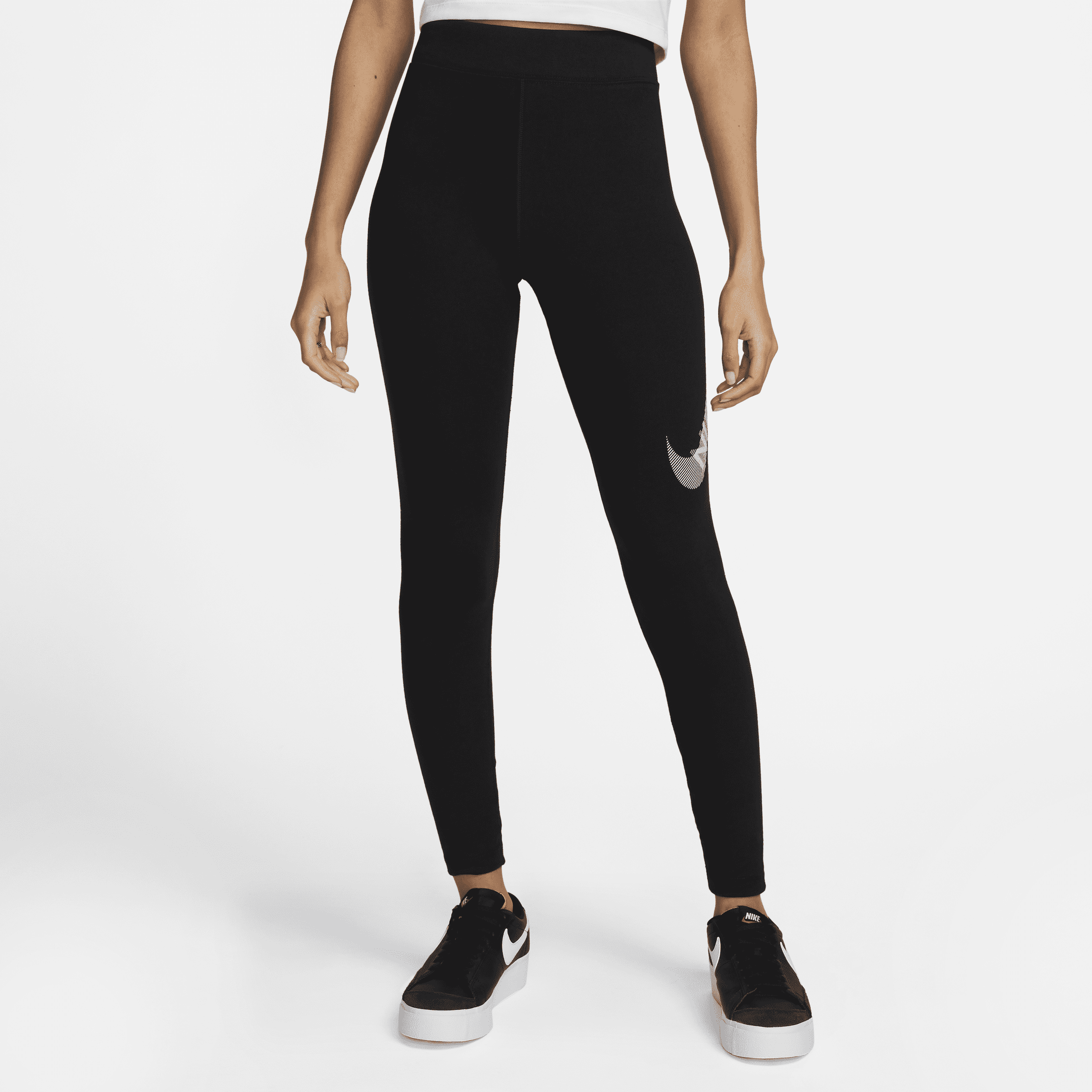 Nike Sportswear Swoosh-leggings med høj talje til kvinder - sort
