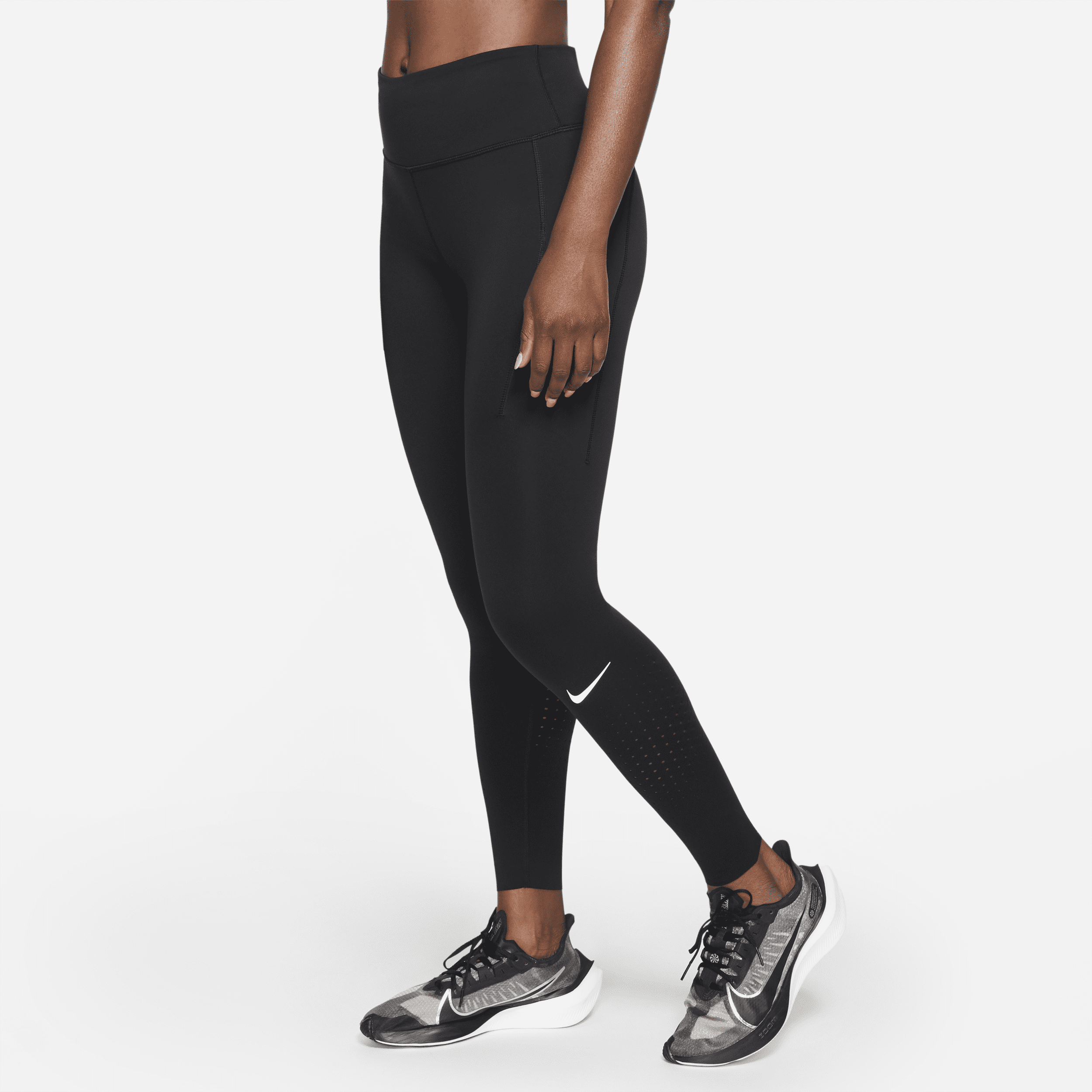 Nike Epic Luxe-leggings med lomme og mellemhøj talje til kvinder - sort