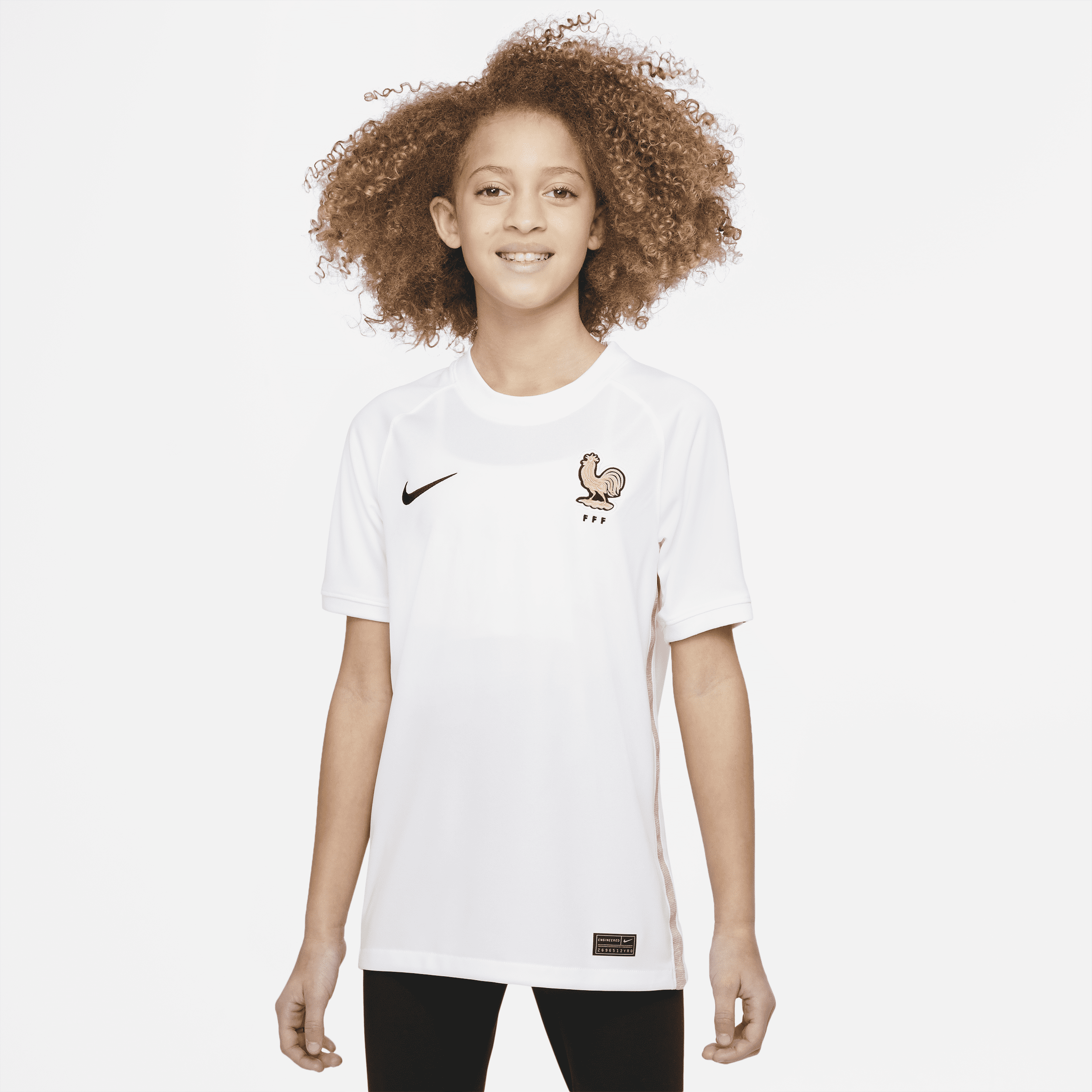 FFF 2022 Stadium Away Nike Dri-FIT-fodboldtrøje til større børn - hvid