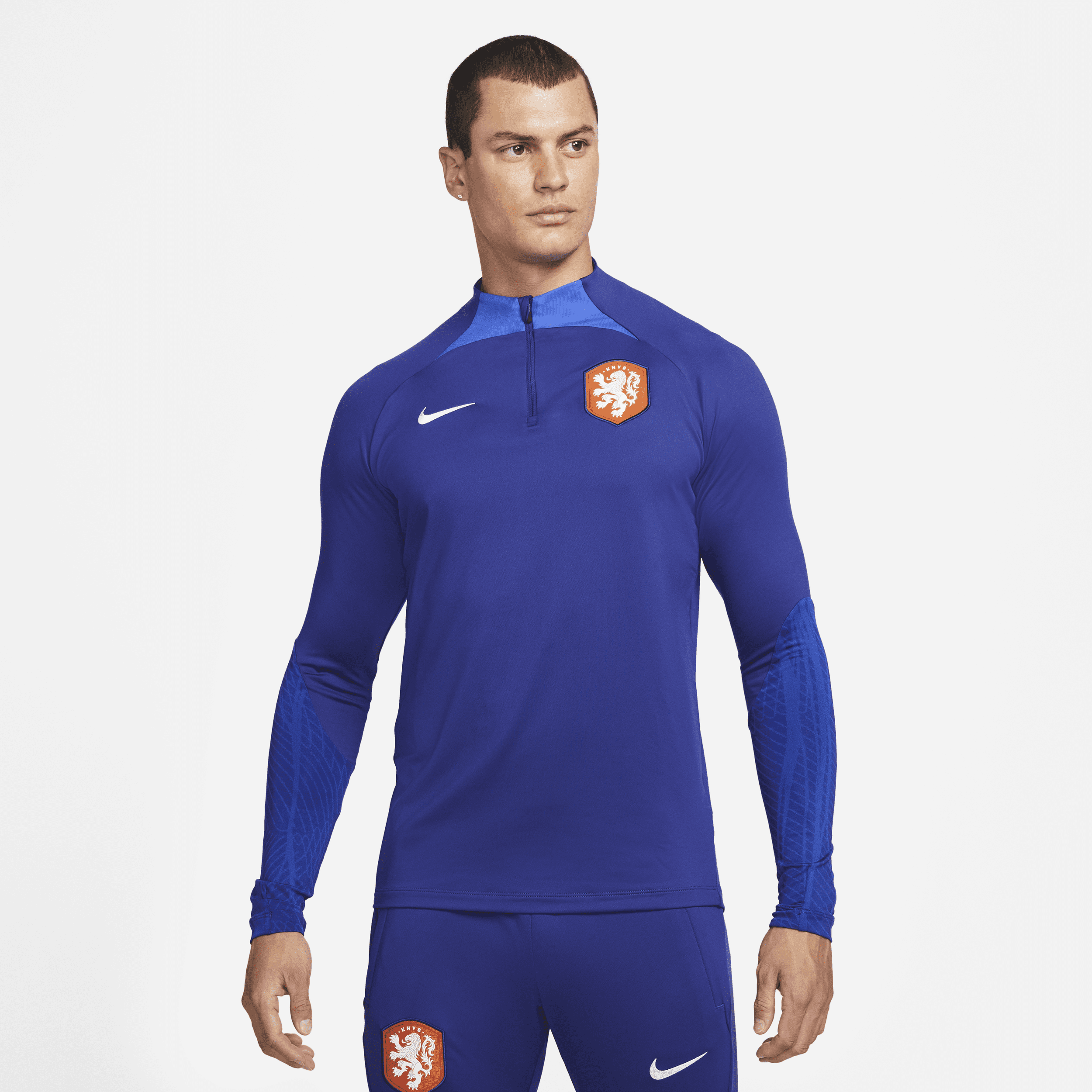 Maskinstrikket Holland Strike Nike Dri-FIT-fodboldtræningstrøje til mænd - blå