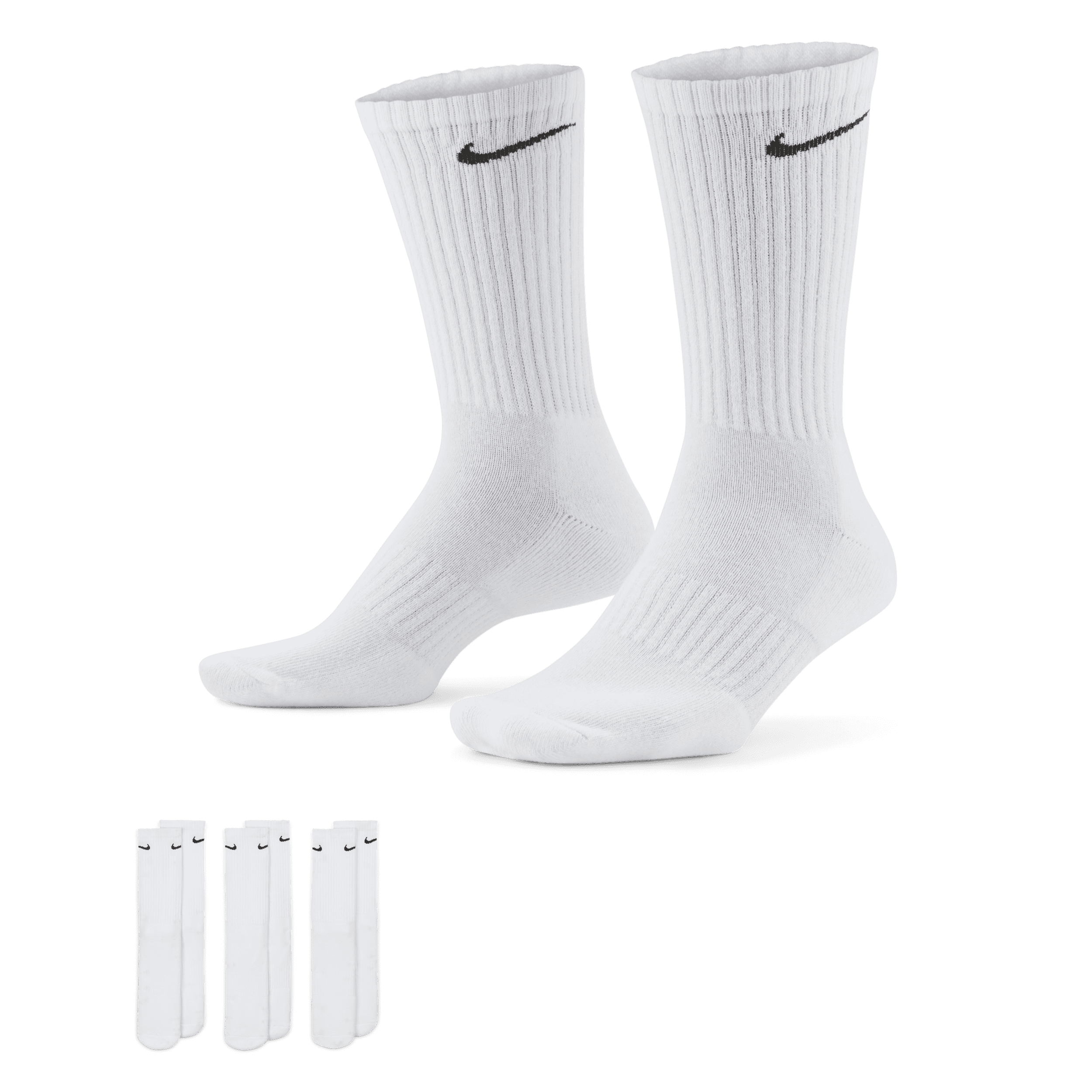 Nike Everyday Cushioned Calcetines largos de entrenamiento (3 pares) - Blanco