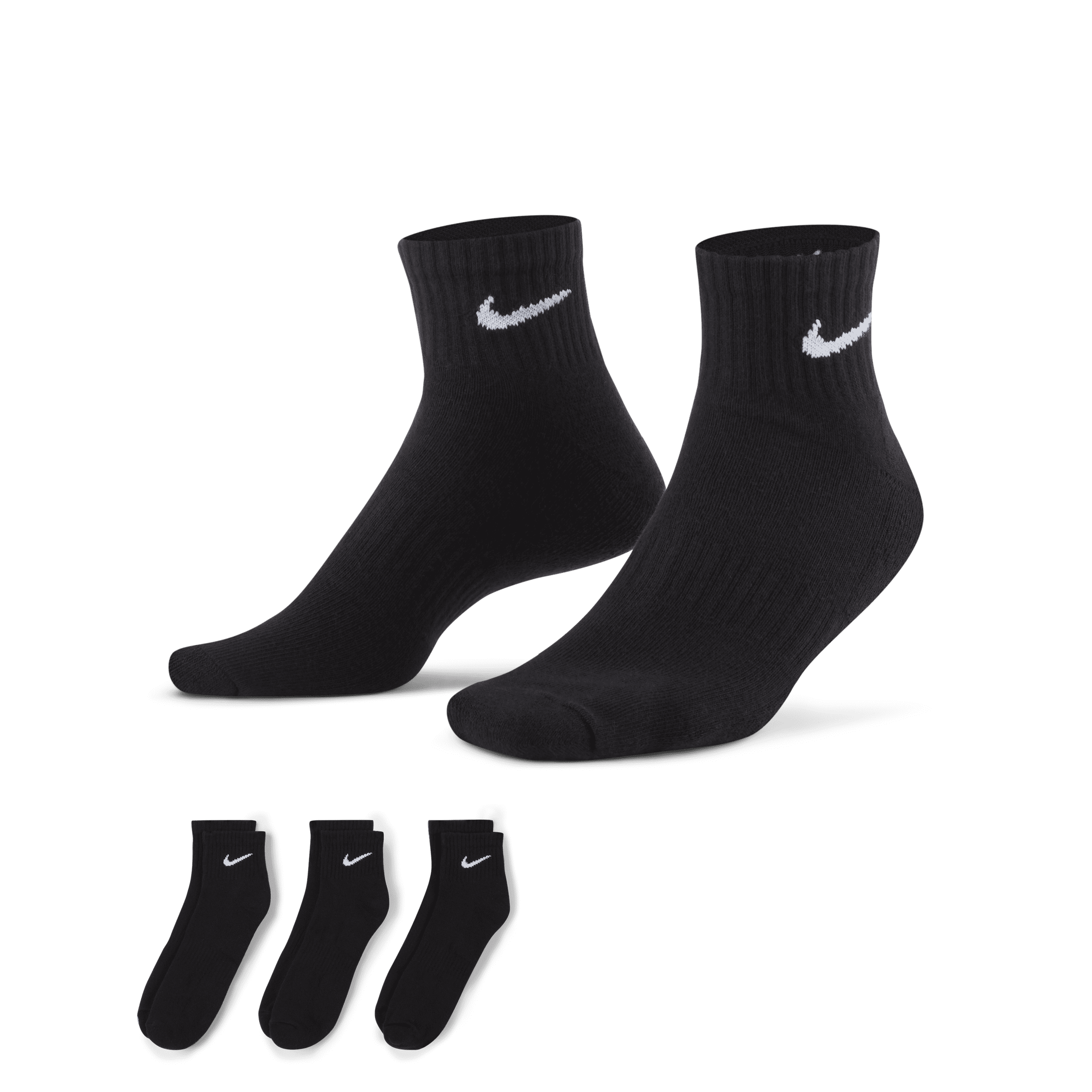 Calze da training alla caviglia Nike Everyday Cushioned (3 paia) - Nero