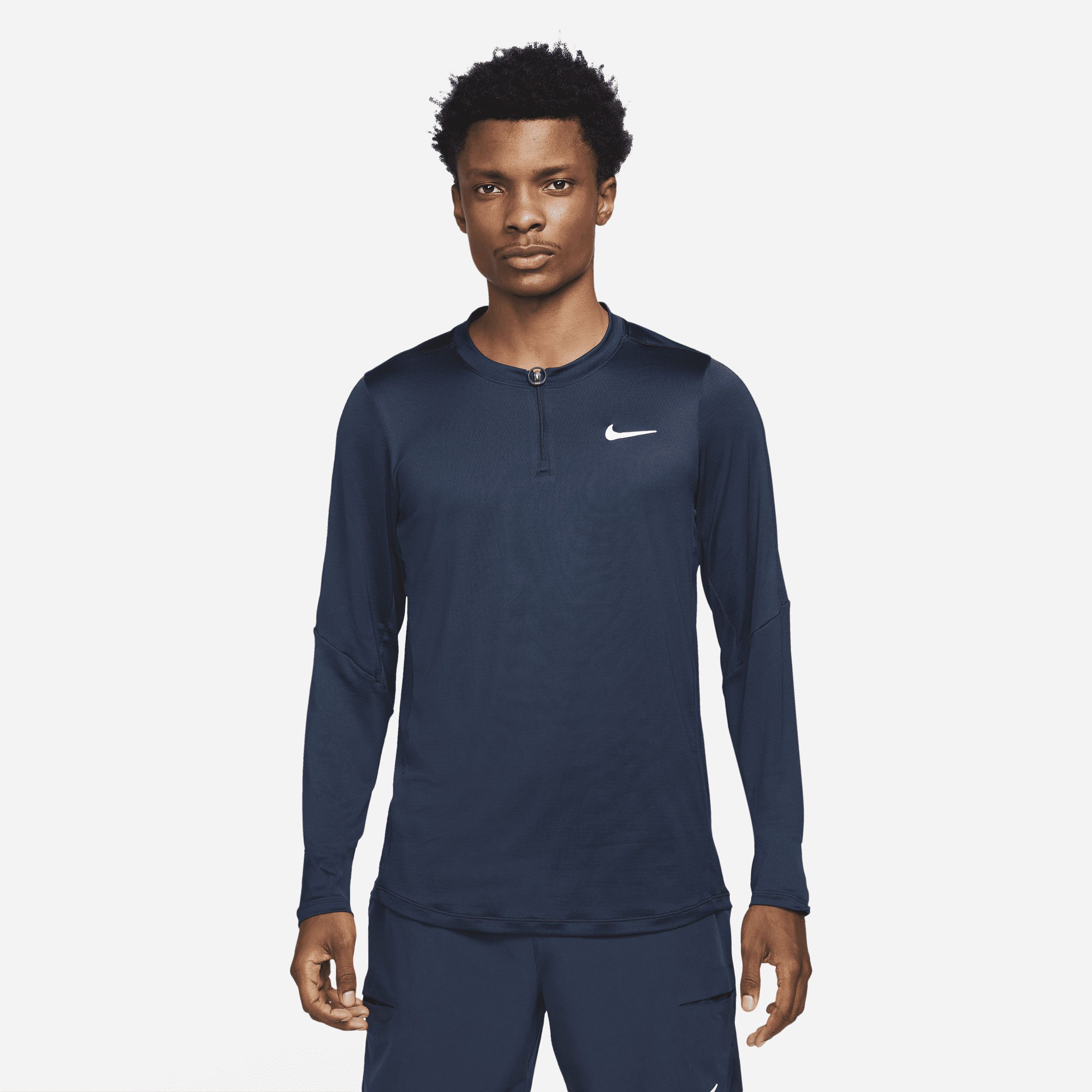 NikeCourt Dri-FIT Advantage-tennistrøje med lynlås i 1/2 længde til mænd - blå