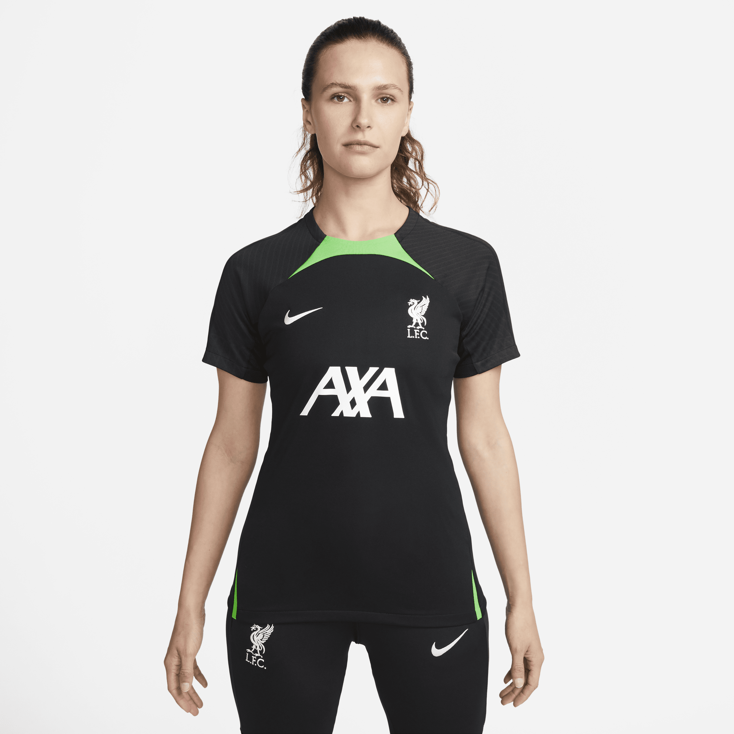 Maskinstrikket Liverpool FC Strike-Nike Dri-FIT-fodboldtrøje til kvinder - sort