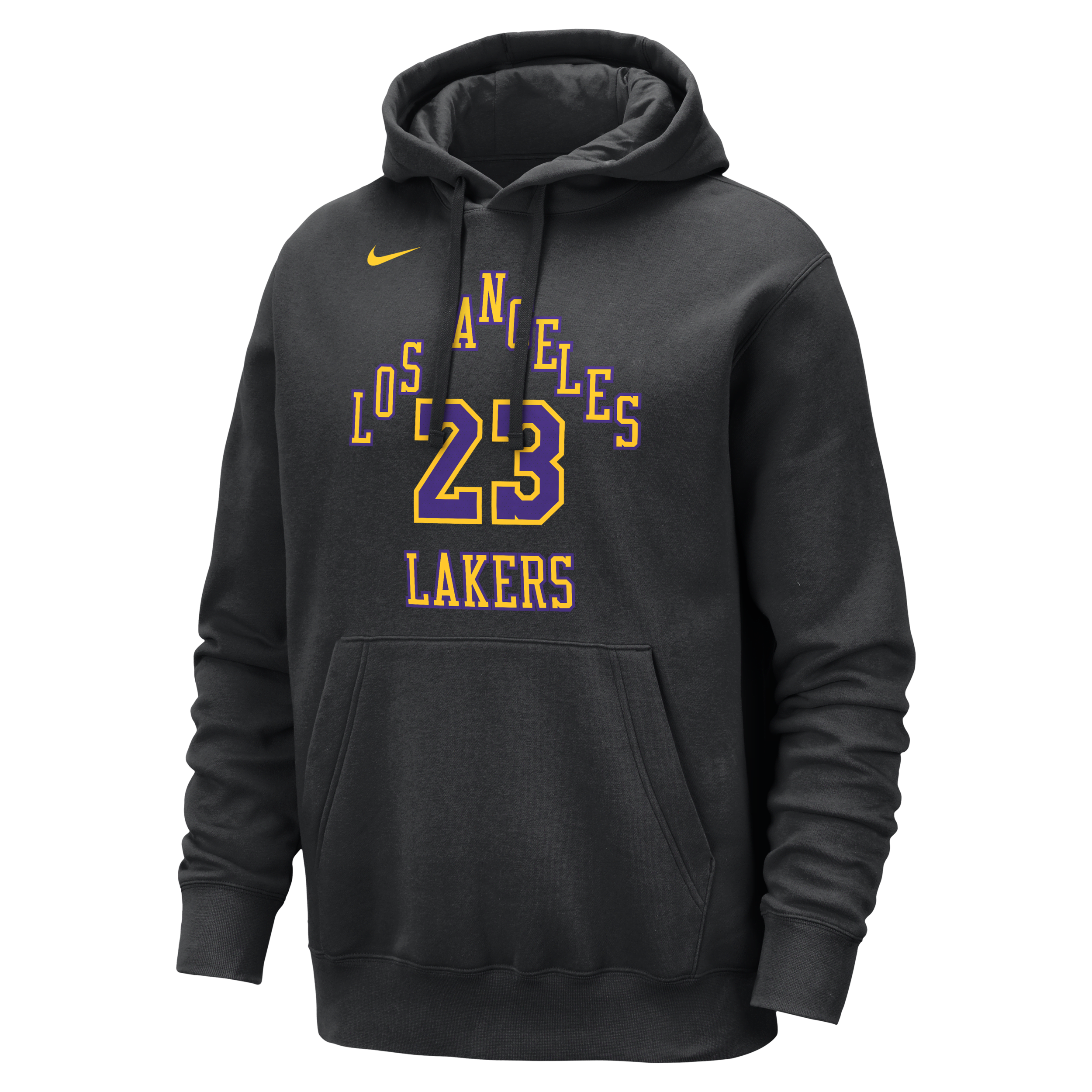 LeBron James Los Angeles Lakers Club Fleece City Edition Nike NBA-pullover-hættetrøje til mænd - sort