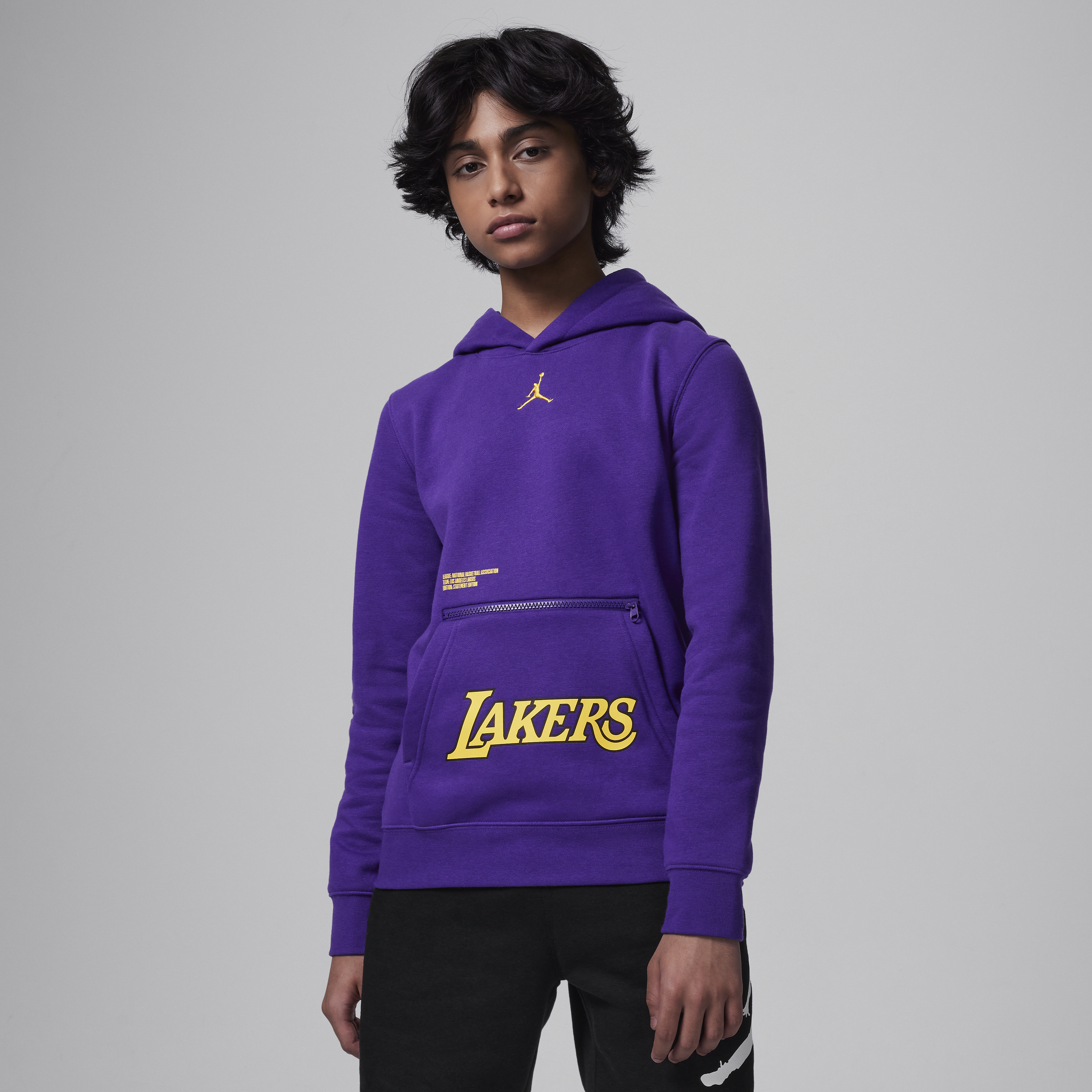 Nike Felpa pullover in fleece con cappuccio Los Angeles Lakers Courtside Statement Edition Jordan NBA – Ragazzi - Viola