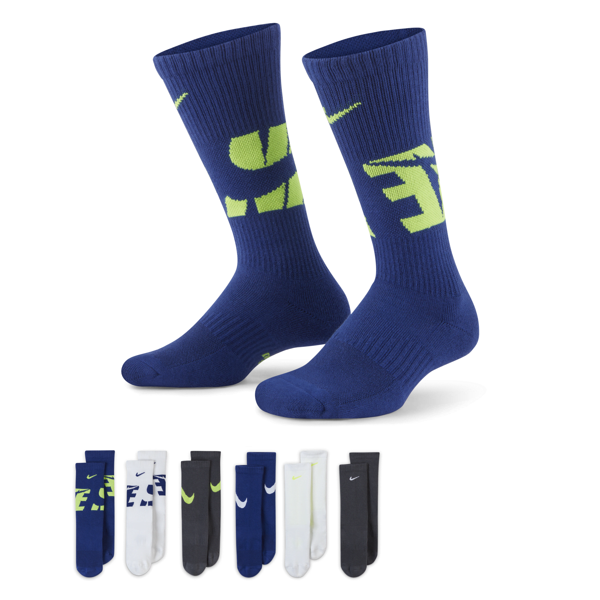 【ナイキ(NIKE)公式ストア】ナイキ エブリデイ キッズ クッションド クルー ソックス (6足) SK0066-955 マルチカラー 【ナイキ(NIKE)公式ストア】ナイキ エブリデイ キッズ クッションド クルー ソックス (6足) SK0066-955 マルチカラー