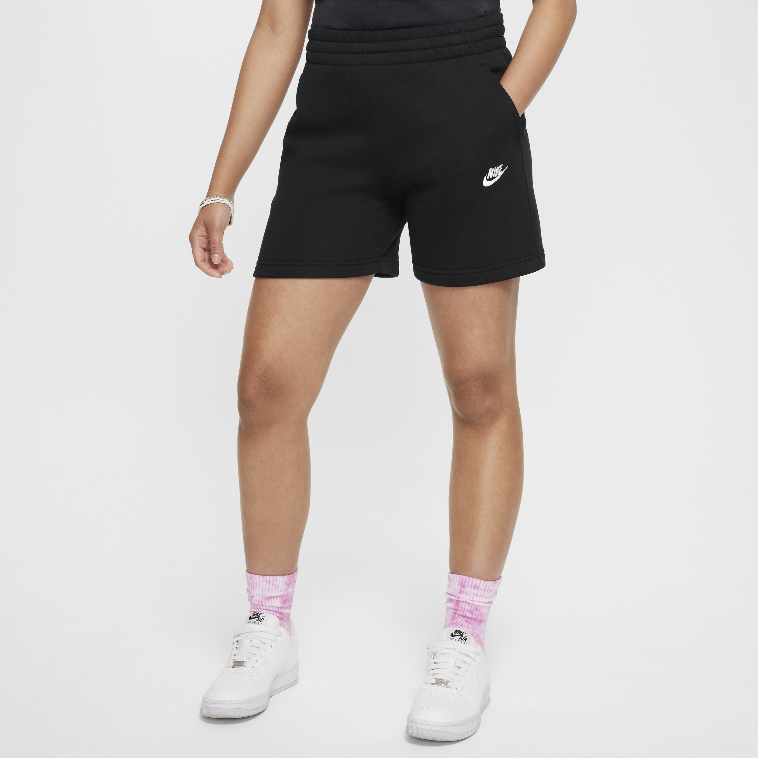 Nike Sportswear Club Fleece Pantalón corto de tejido French terry de 13 cm - Niña - Negro