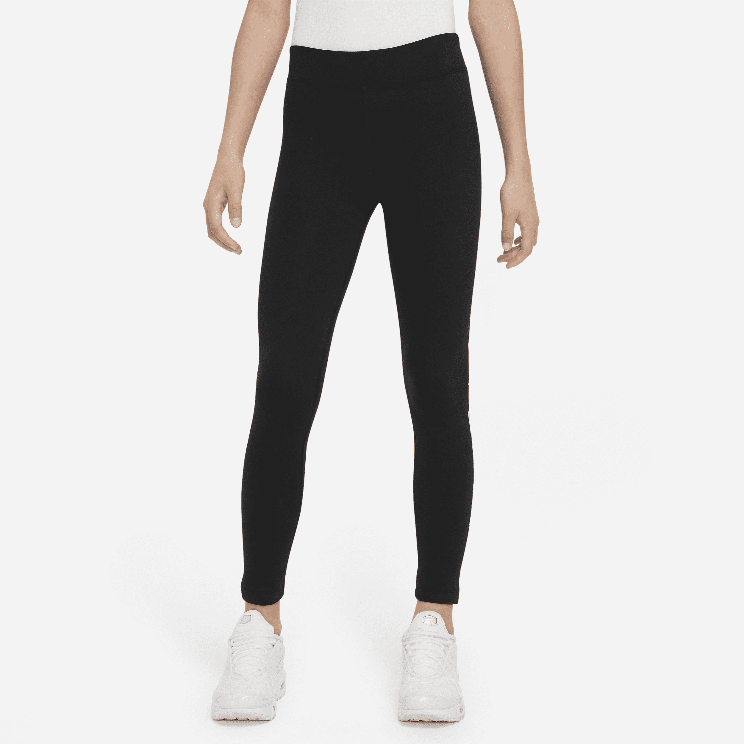 Nike Air Essential-leggings med mellemhøj talje til større børn (piger) - sort