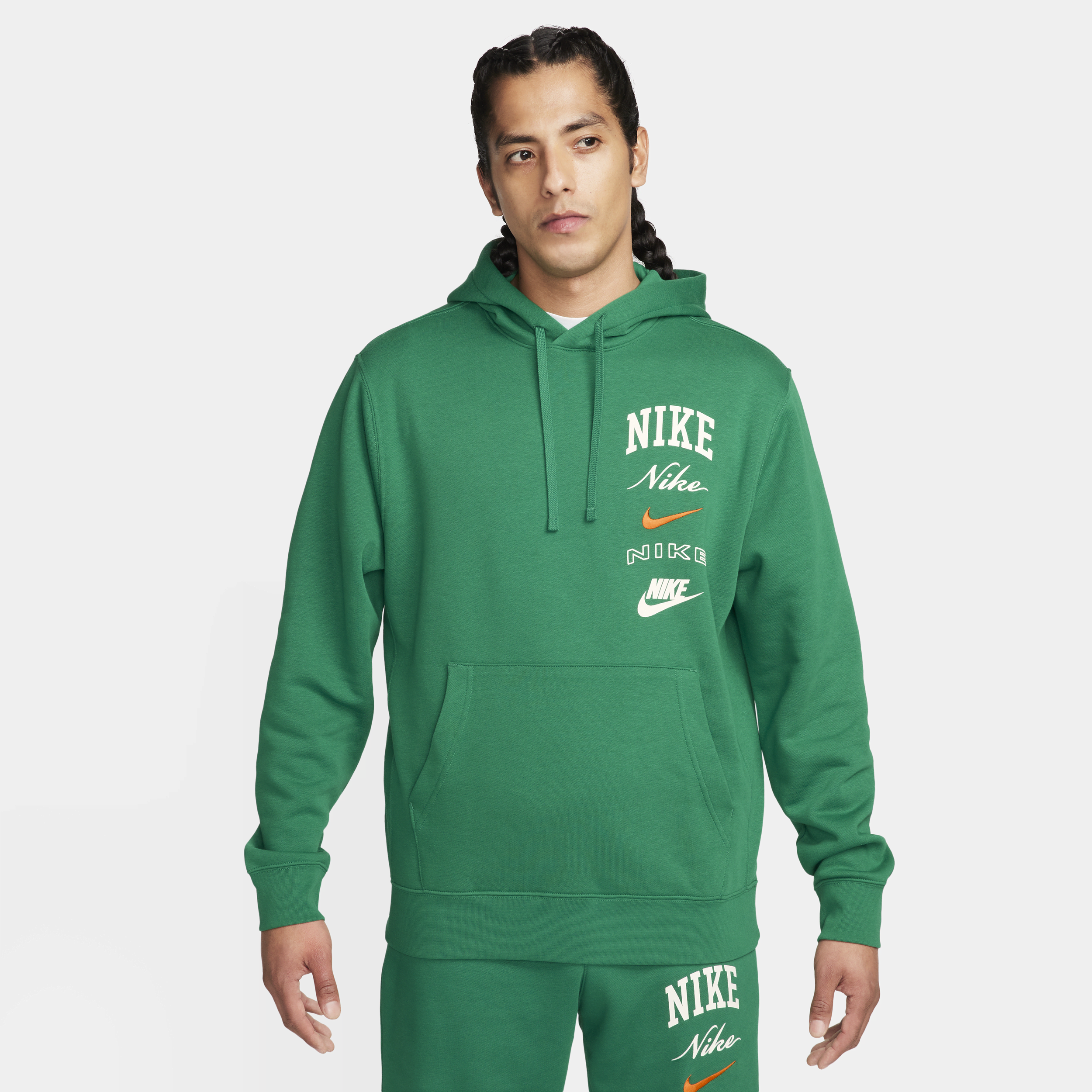 Felpa pullover con cappuccio Nike Club Fleece – Uomo - Verde
