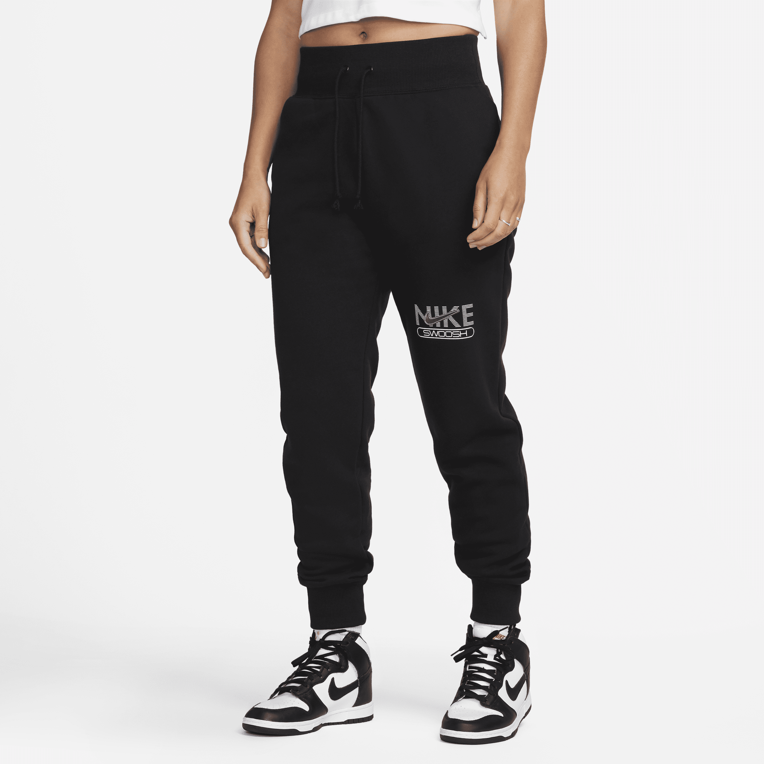 Nike Sportswear Swoosh Joggingbroek van fleece voor dames - Zwart