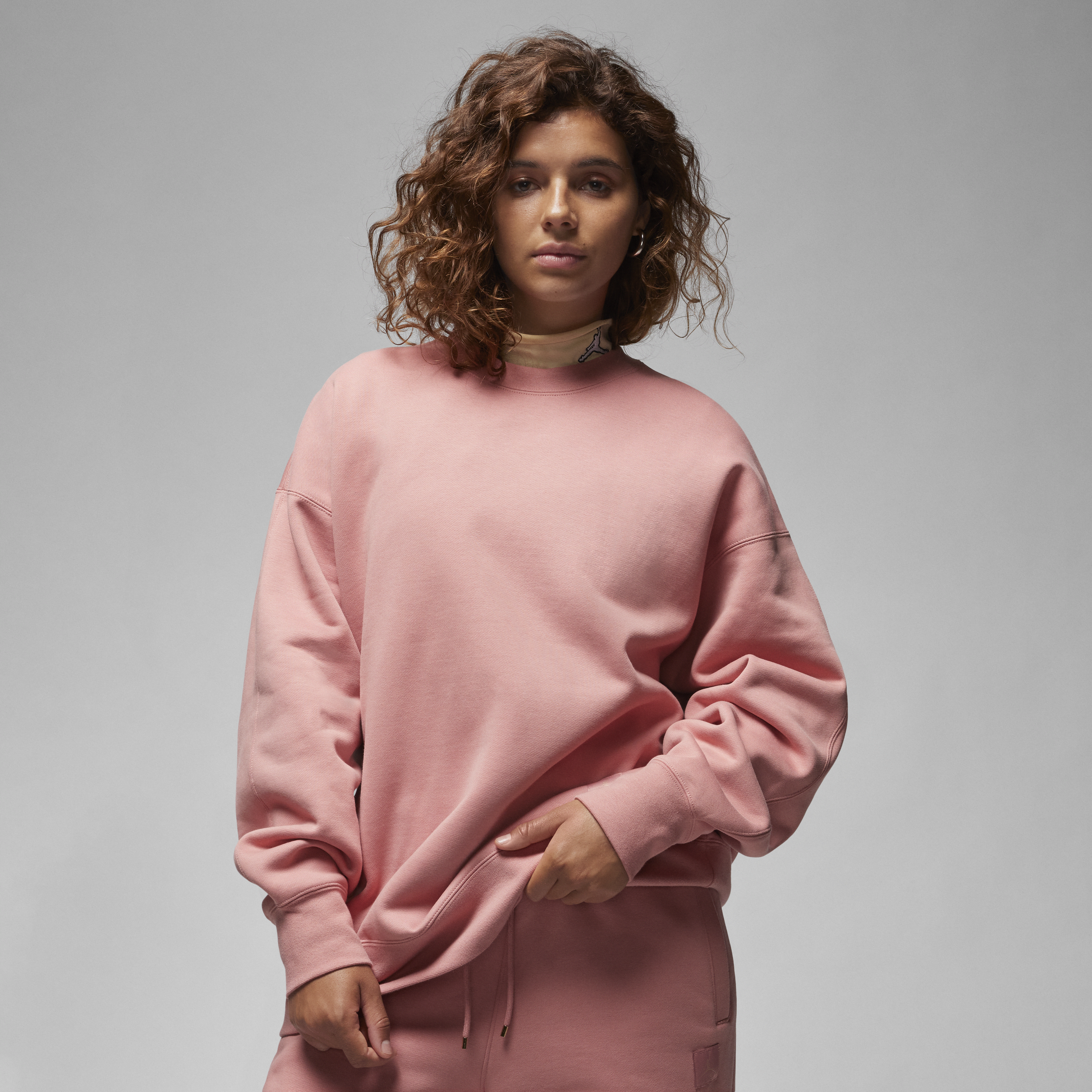Jordan Flight-sweatshirt i fleece med rund hals til kvinder - Pink