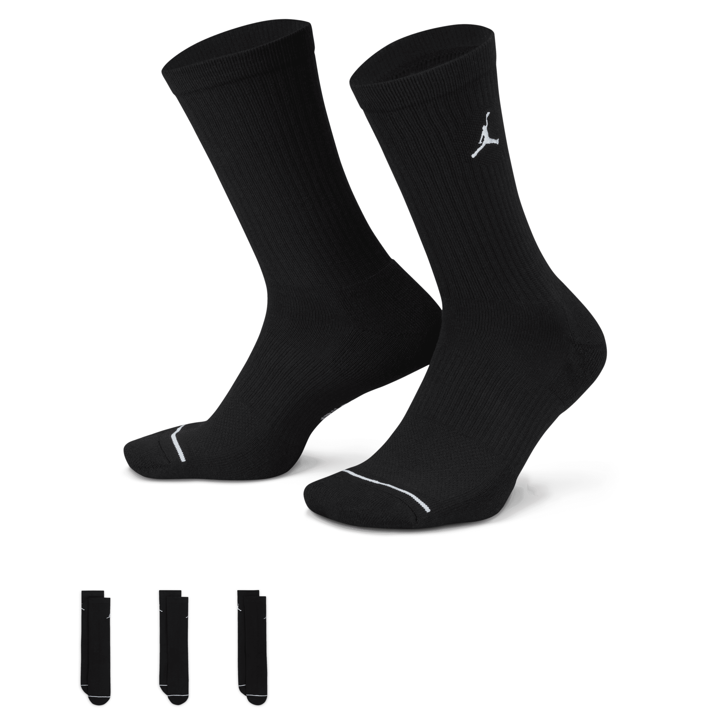 Jordan-hverdagscrewstrømper (3 par) - sort