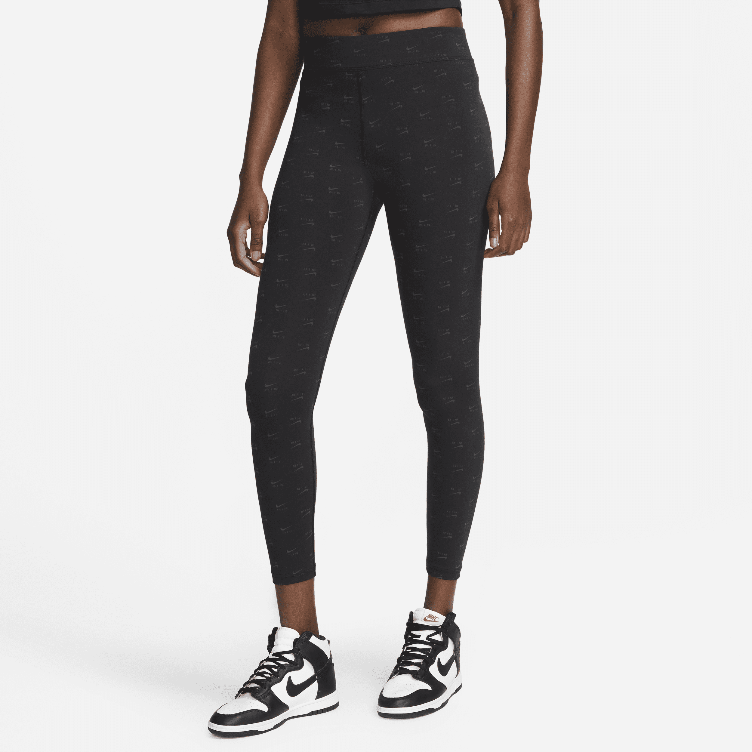 Nike Air-leggings med print og høj talje til kvinder - sort