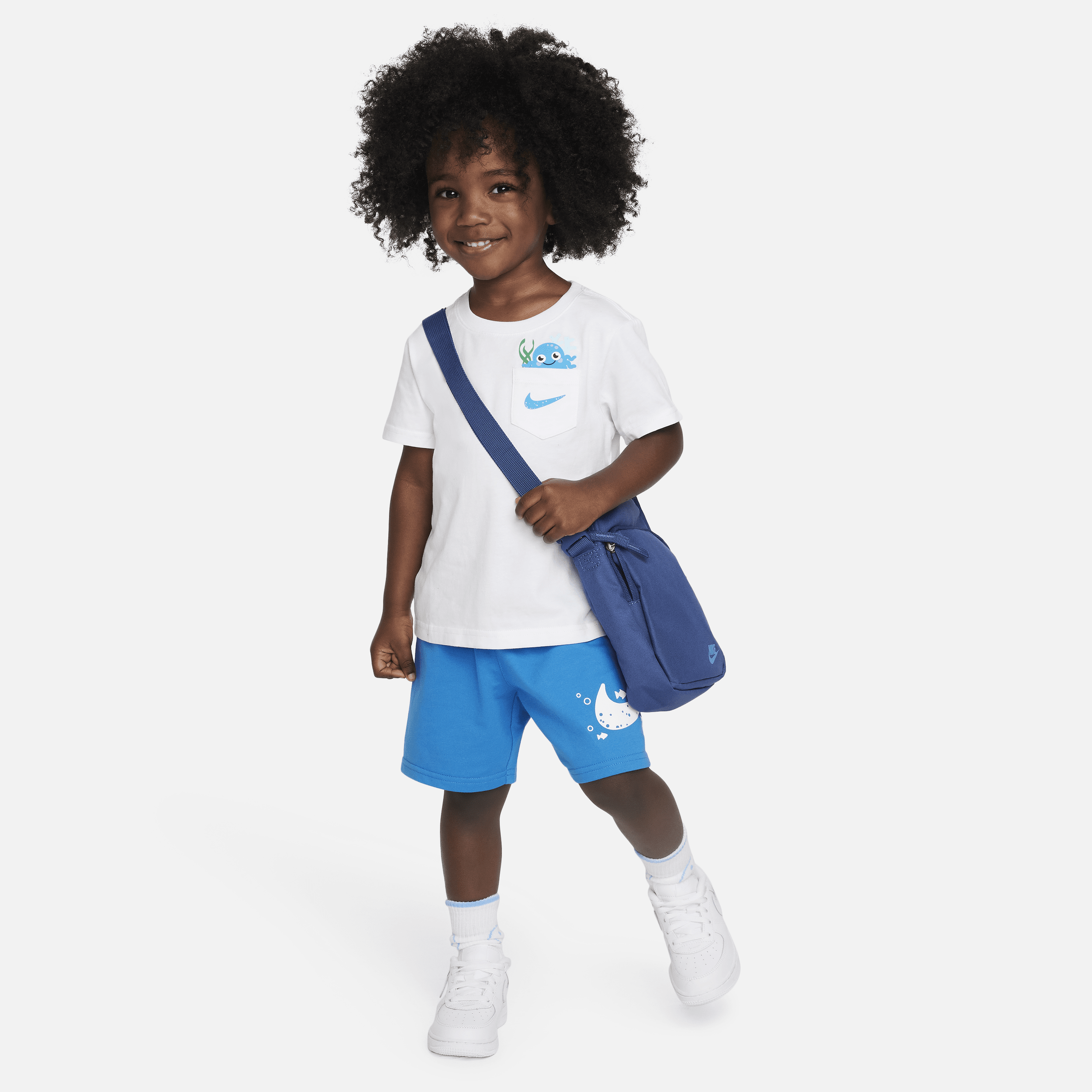 2-delt Nike Sportswear Coral Reef-sæt med T-shirt og shorts til småbørn - blå