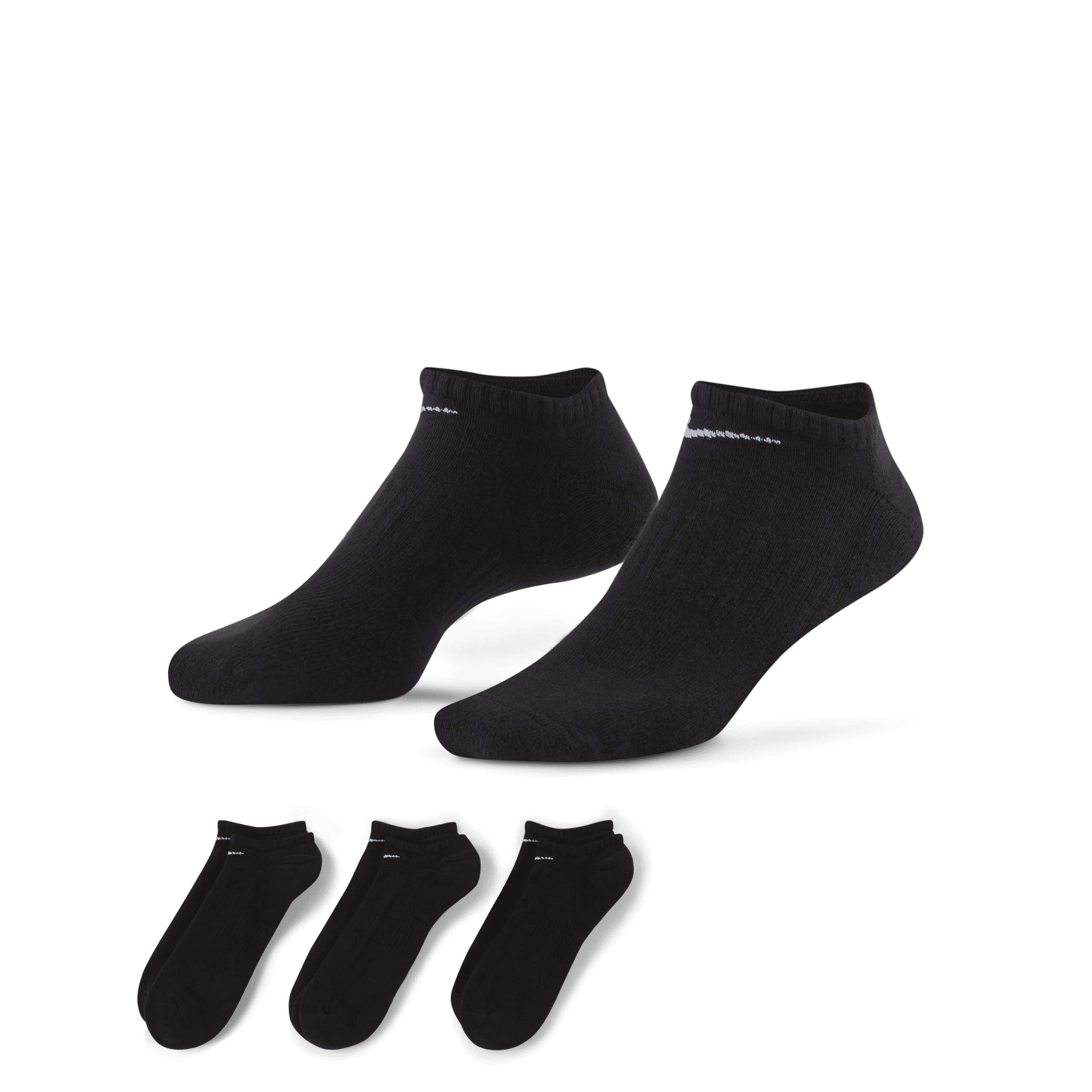 Nike Everyday Cushioned Calcetines cortos de entrenamiento (3 pares) - Negro