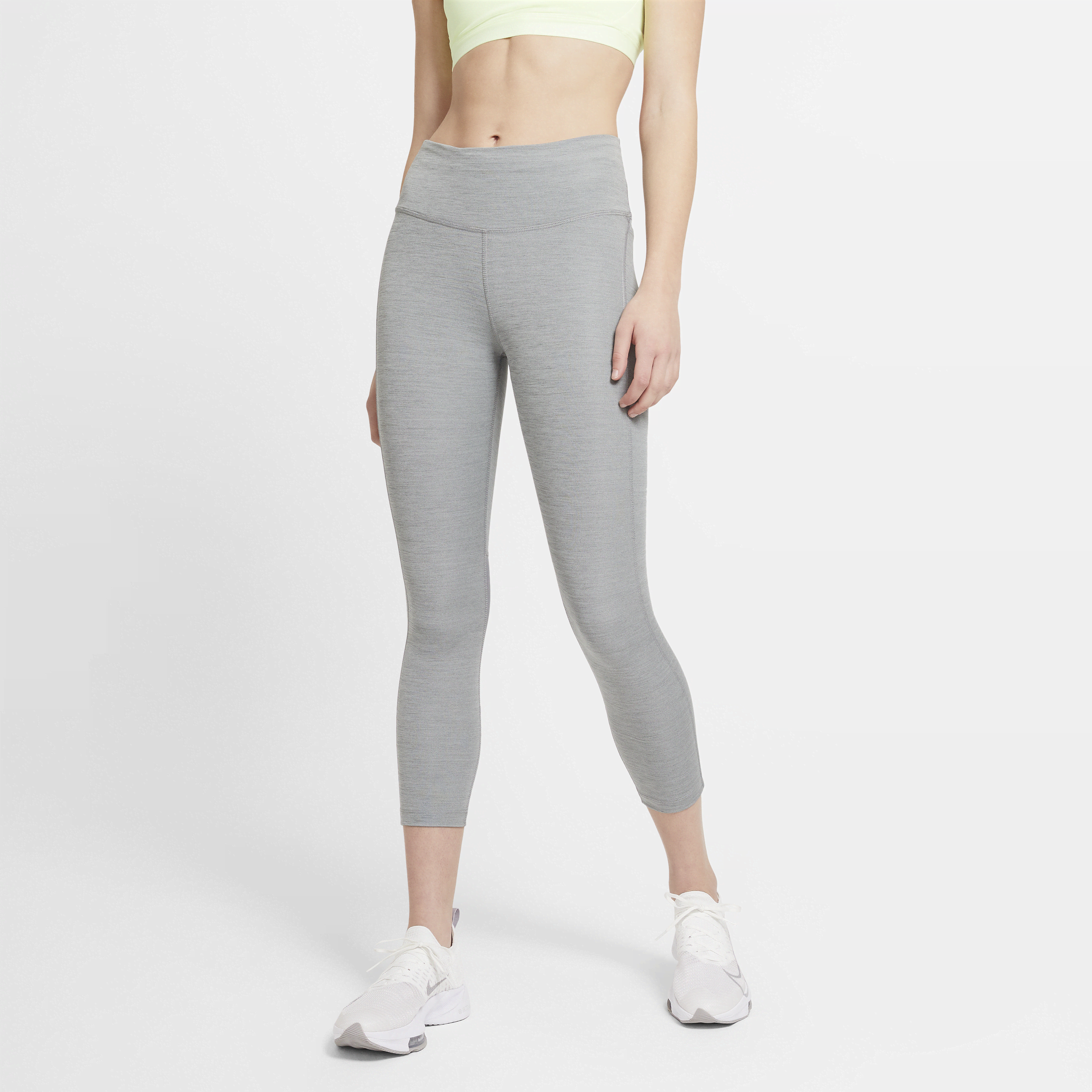 Nike Fast Cropped hardlooplegging met halfhoge taille voor dames - Grijs
