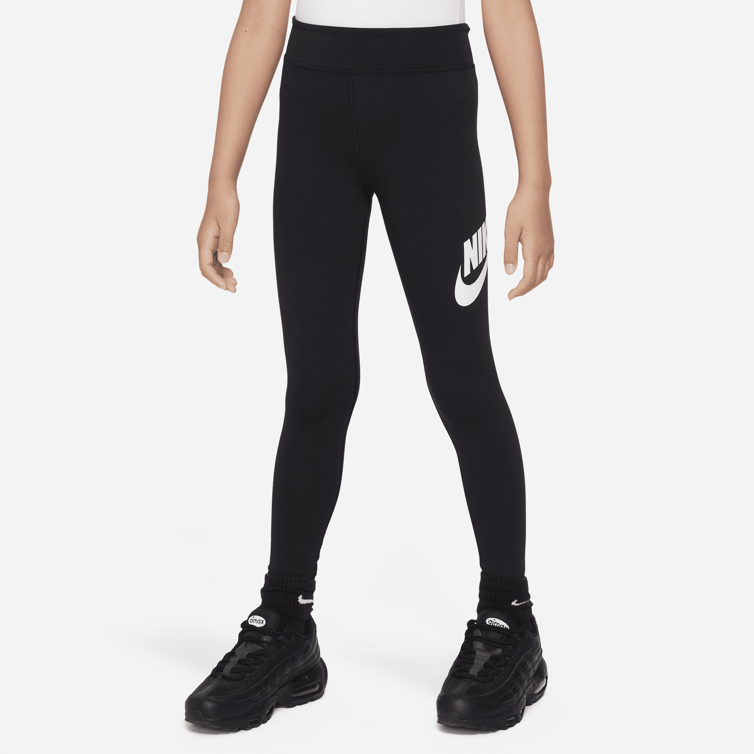 Nike Sportswear Essential-leggings med mellemhøj talje til større børn (piger) - sort