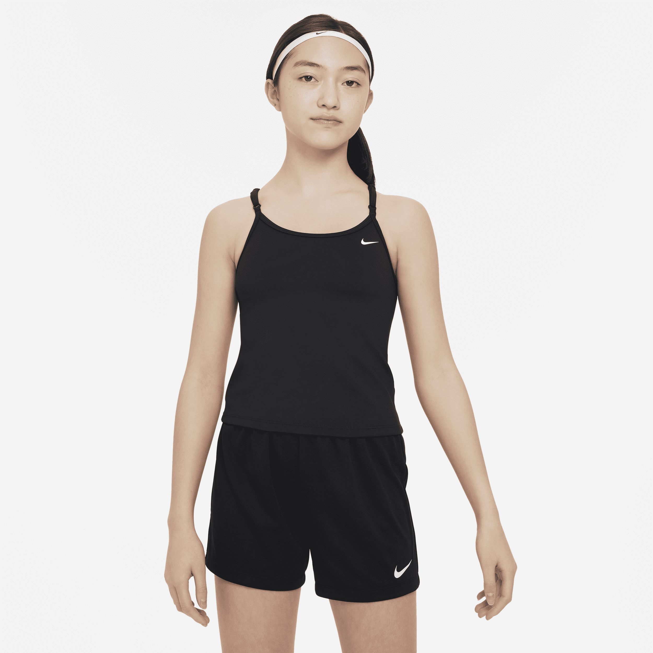 Nike Indy Dri-FIT-tanktop-sports-bh til større børn (piger) - sort