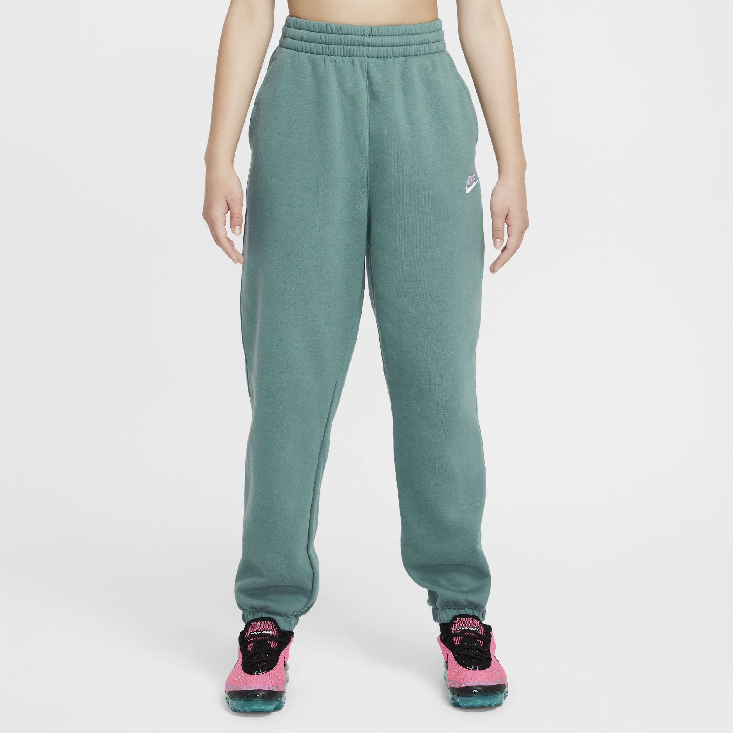 Løstsiddende Nike Sportswear Club Fleece-bukser til større børn (piger) - grøn