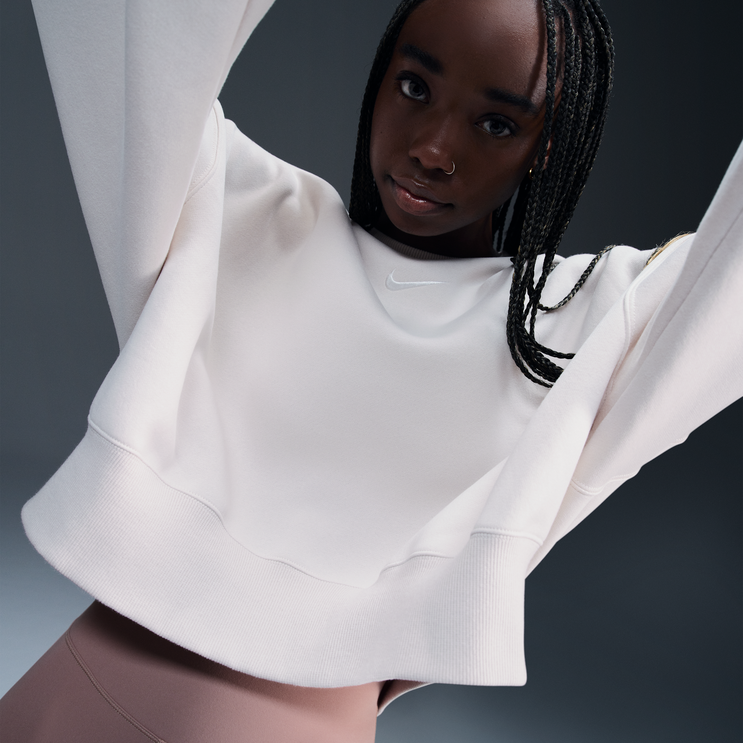 Nike Phoenix Fleece Sudadera de chándal de cuello redondo extraoversize - Mujer - Marrón