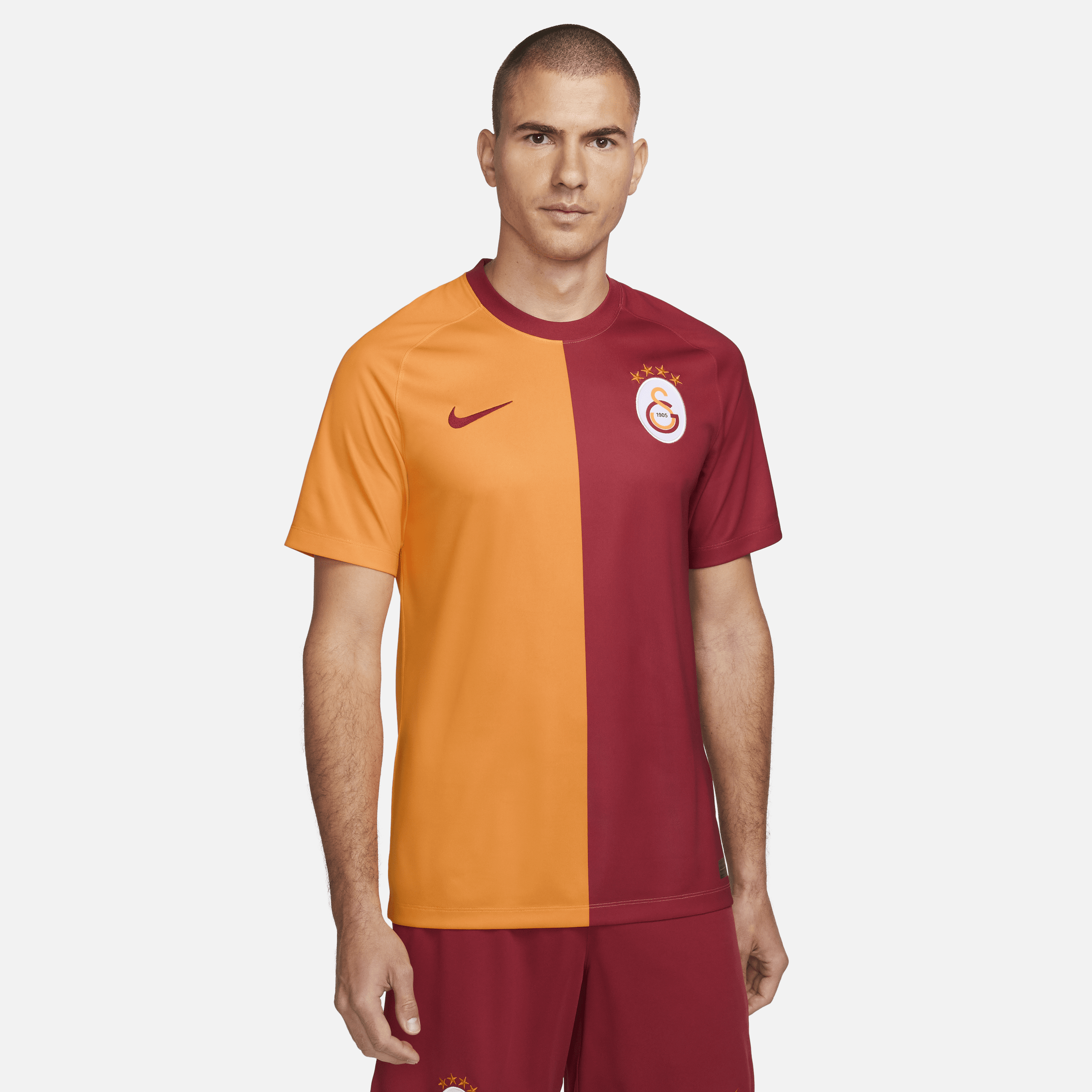 Galatasaray 2023/24 Thuis Nike voetbaltop met Dri-FIT en korte mouwen voor heren - Oranje