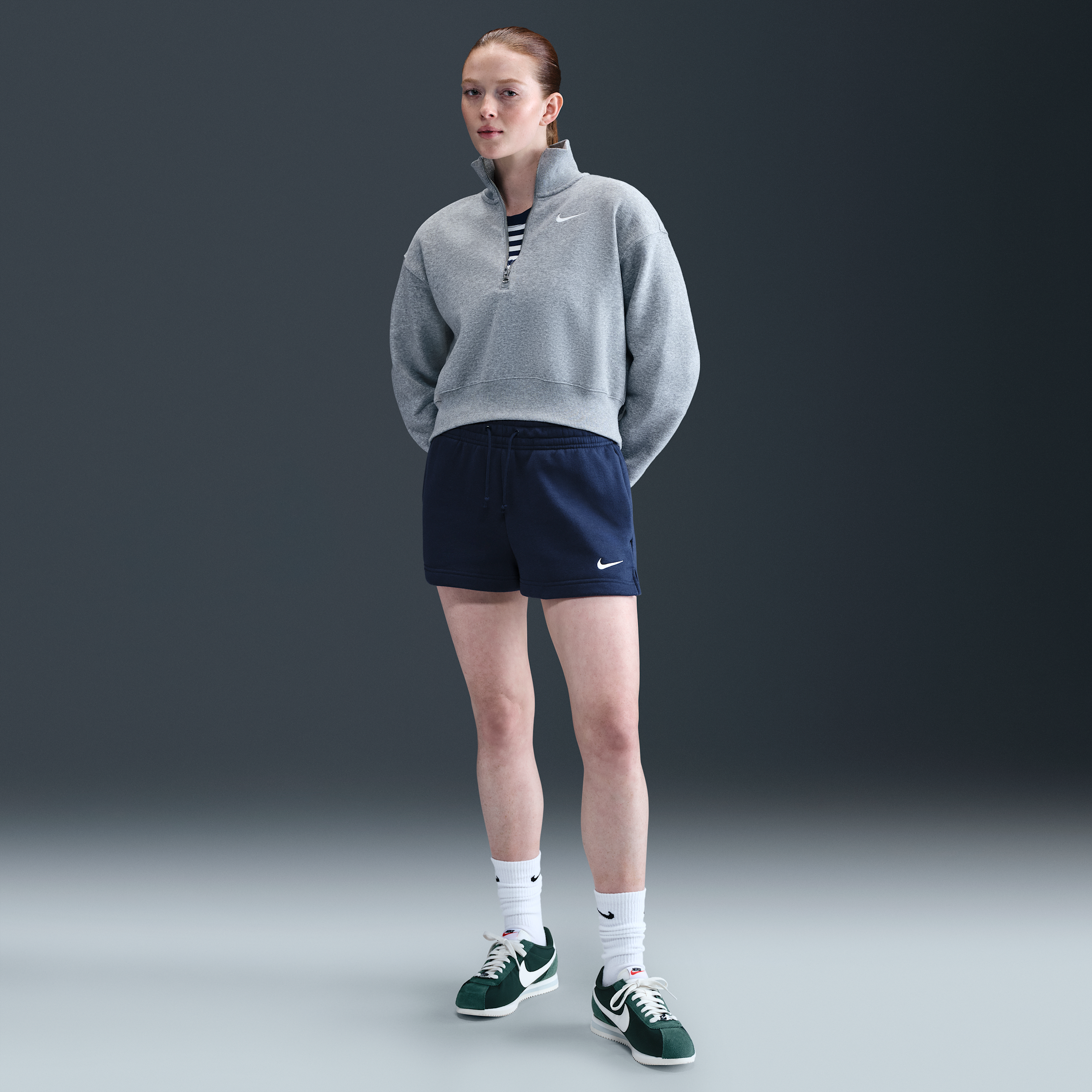 Shorts a vita media 5 cm Nike Phoenix Fleece – Donna - Blu