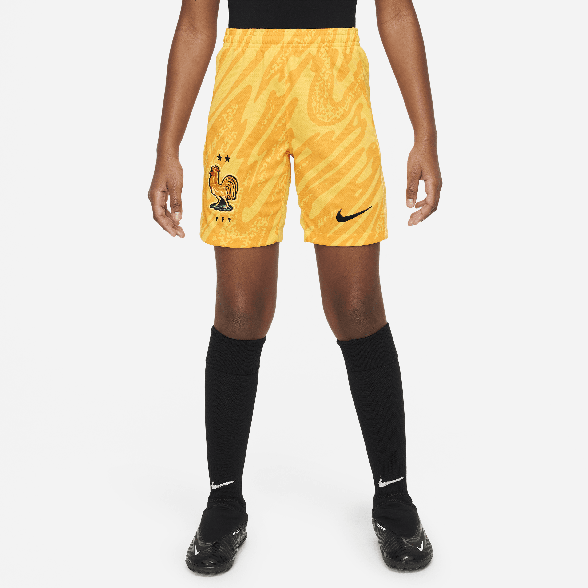 Shorts da calcio replica Nike Dri-FIT FFF 2024 Stadium per ragazzo/a – Away - Giallo