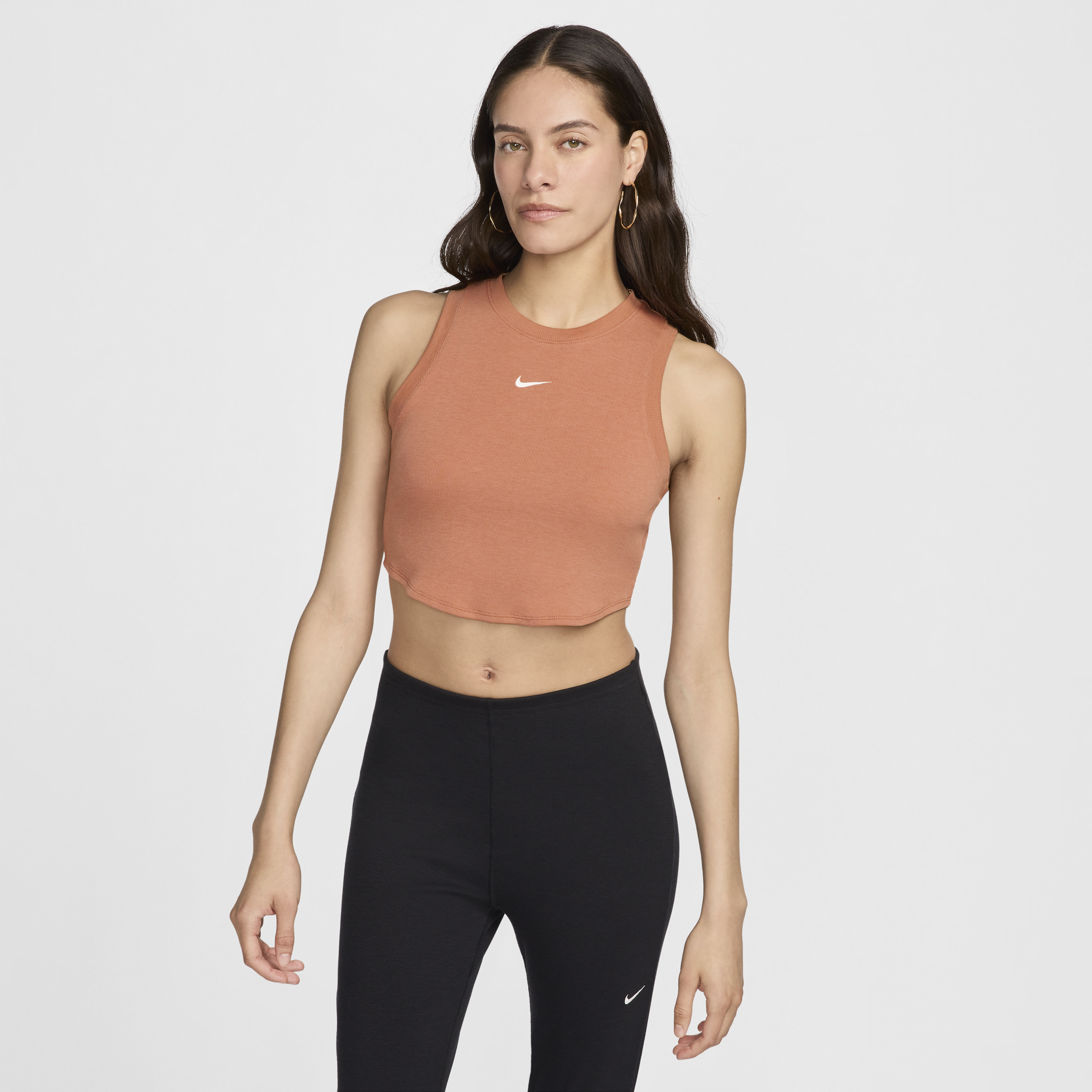 Canotta corta e aderente a mini costine Nike Sportswear Chill Knit – Donna - Marrone