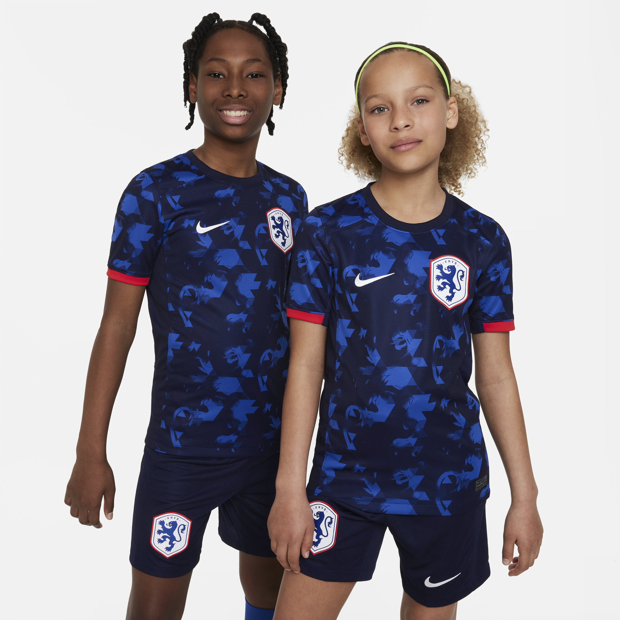 Holland 2023 Stadium Away Nike Dri-FIT-fodboldtrøje til større børn - blå