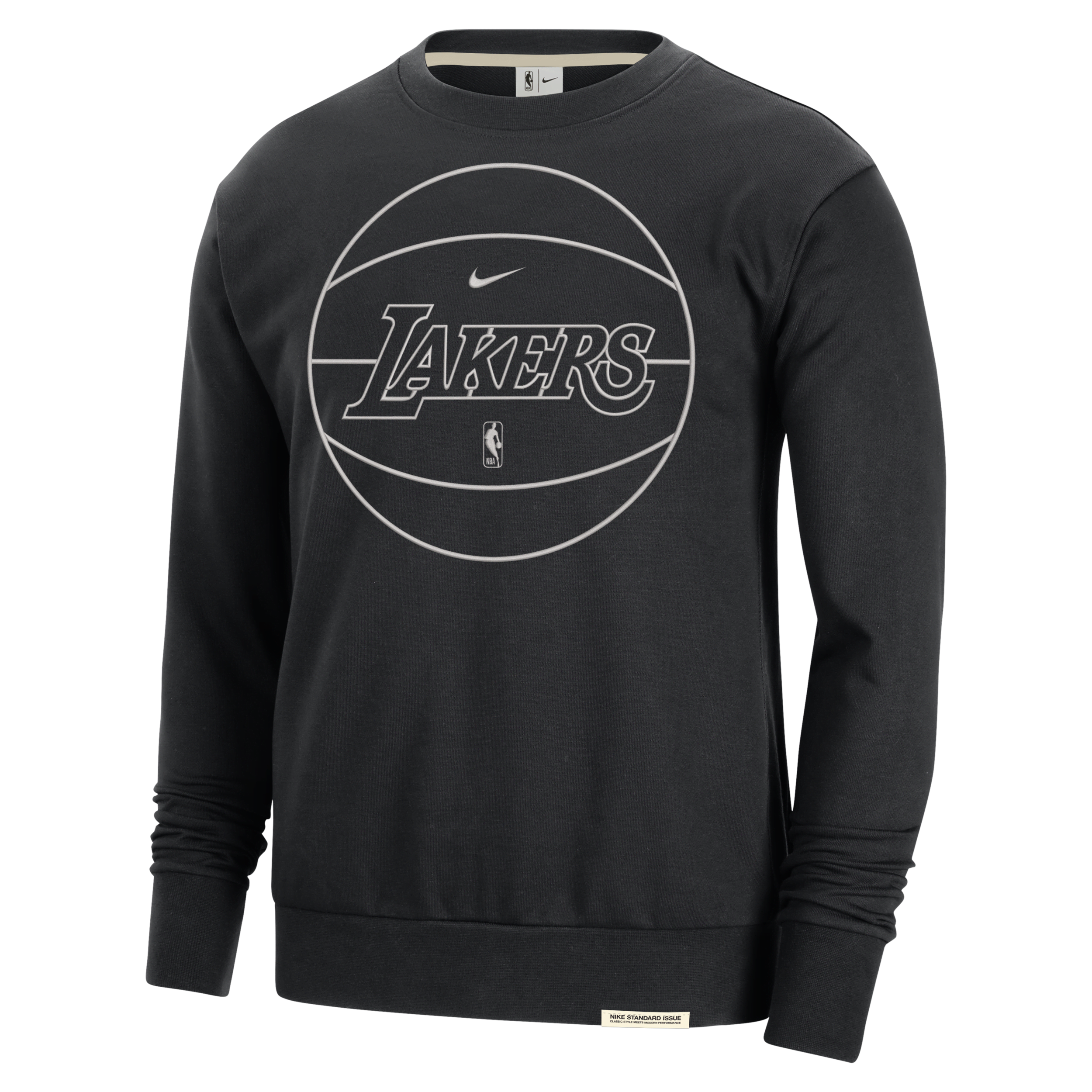 Los Angeles Lakers Standard Issue Nike Dri-FIT NBA-sweatshirt til mænd - sort