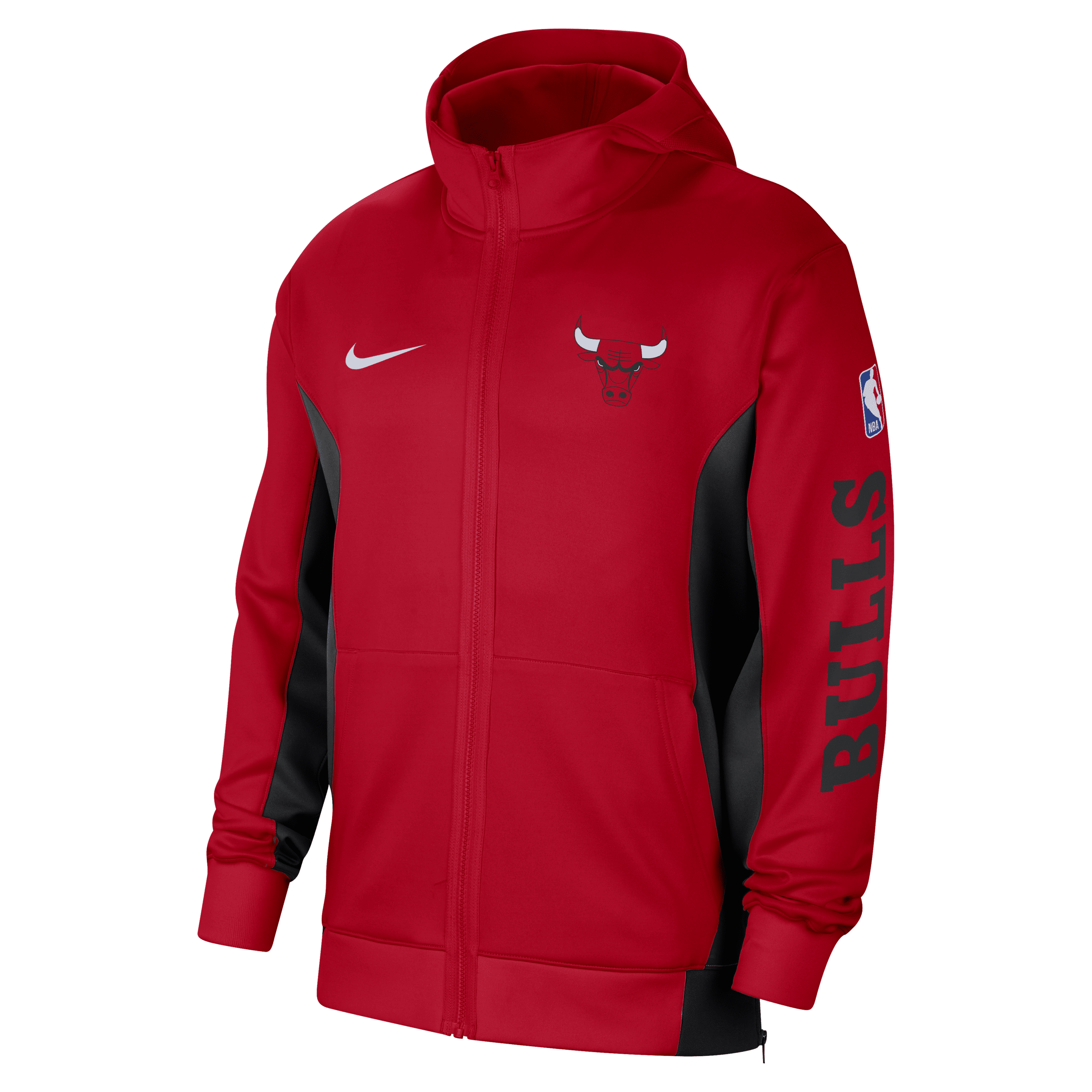Chicago Bulls Showtime Nike Dri-FIT NBA-hættetrøje med fuld lynlås til mænd - rød