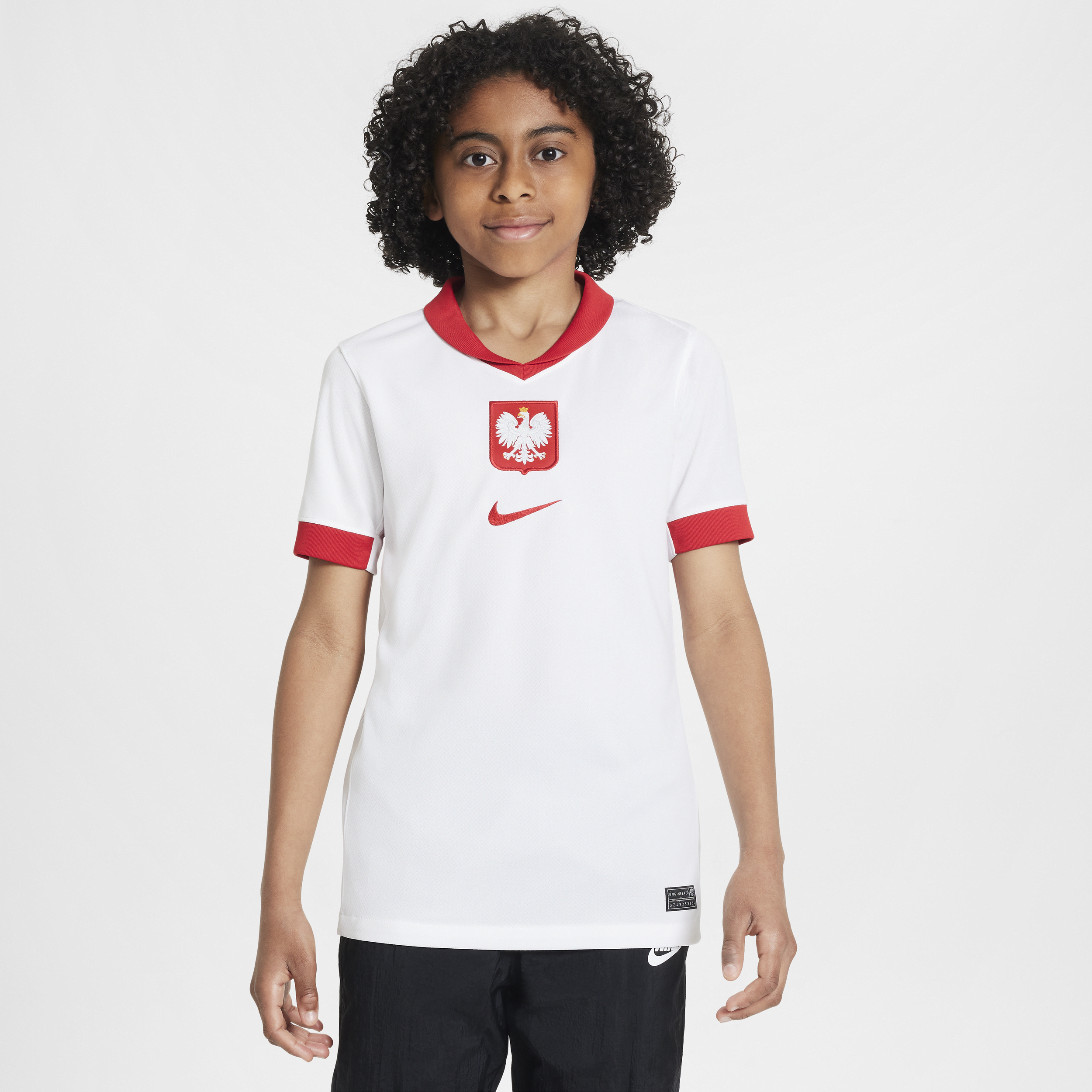 Maglia da calcio replica Nike Dri-FIT Polonia 2024/25 Stadium per ragazzo/a – Home - Bianco