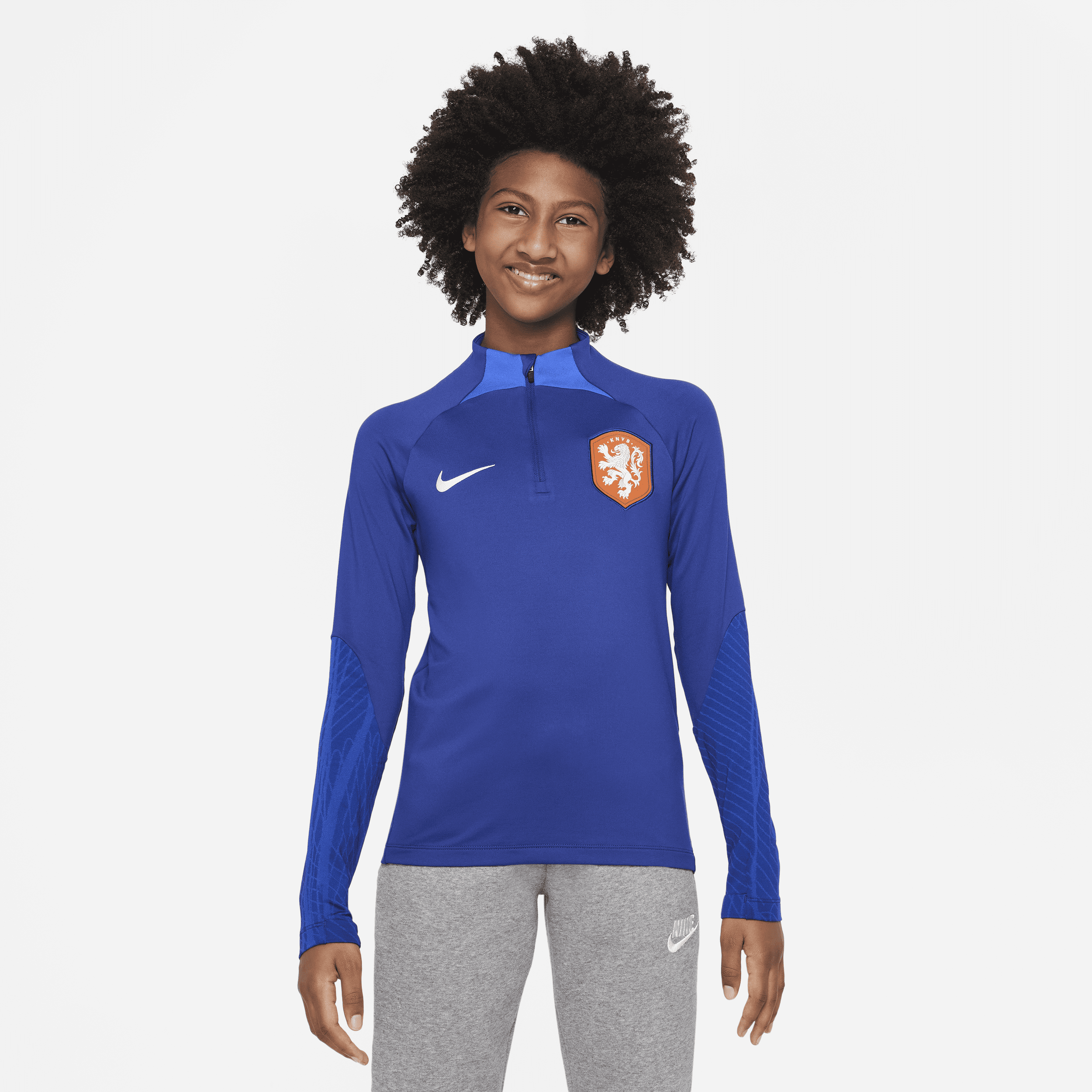 Nederland Strike Nike Dri-FIT knit voetbaltrainingstop voor kids - Blauw