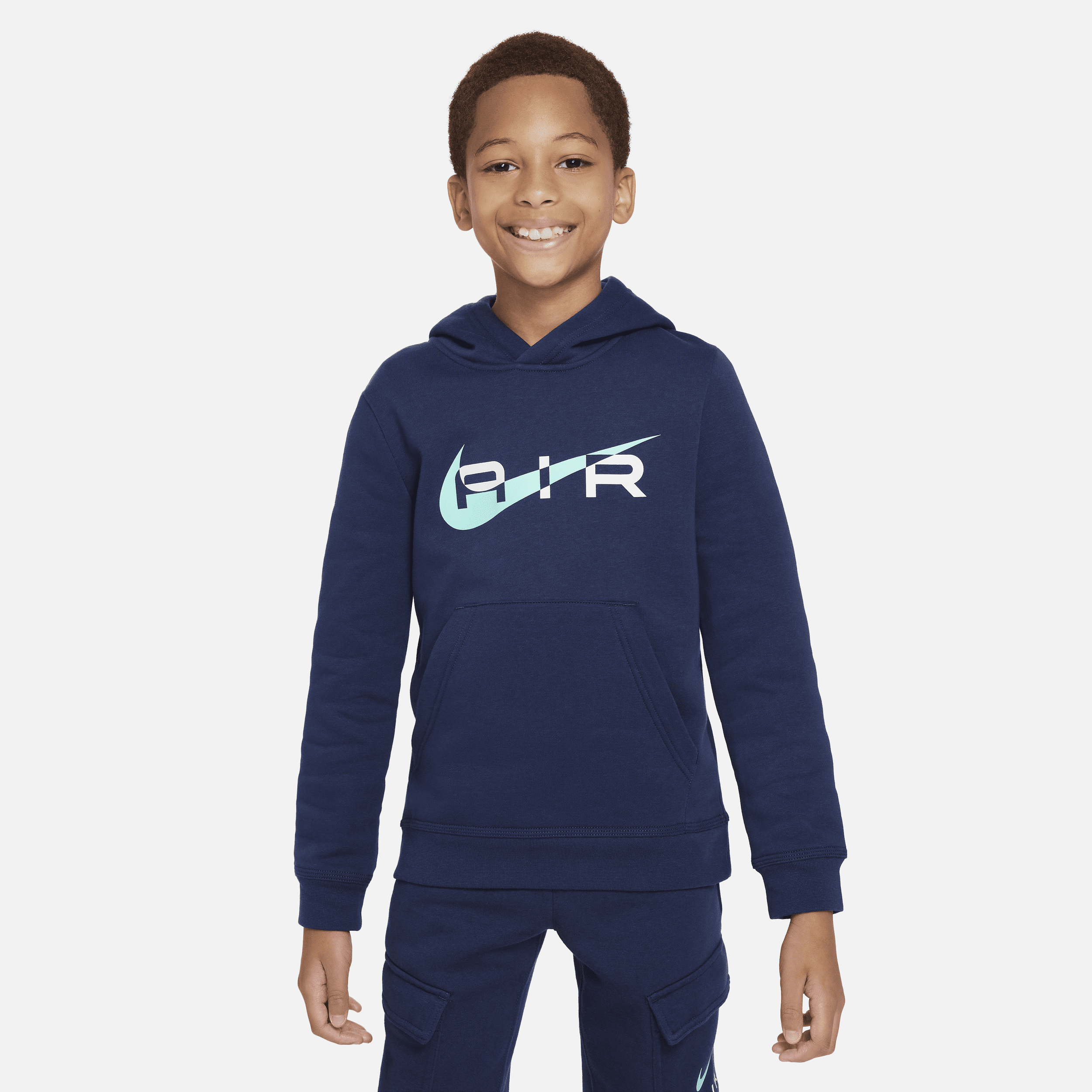 Nike Air-pullover-hættetrøje i fleece til større børn - blå