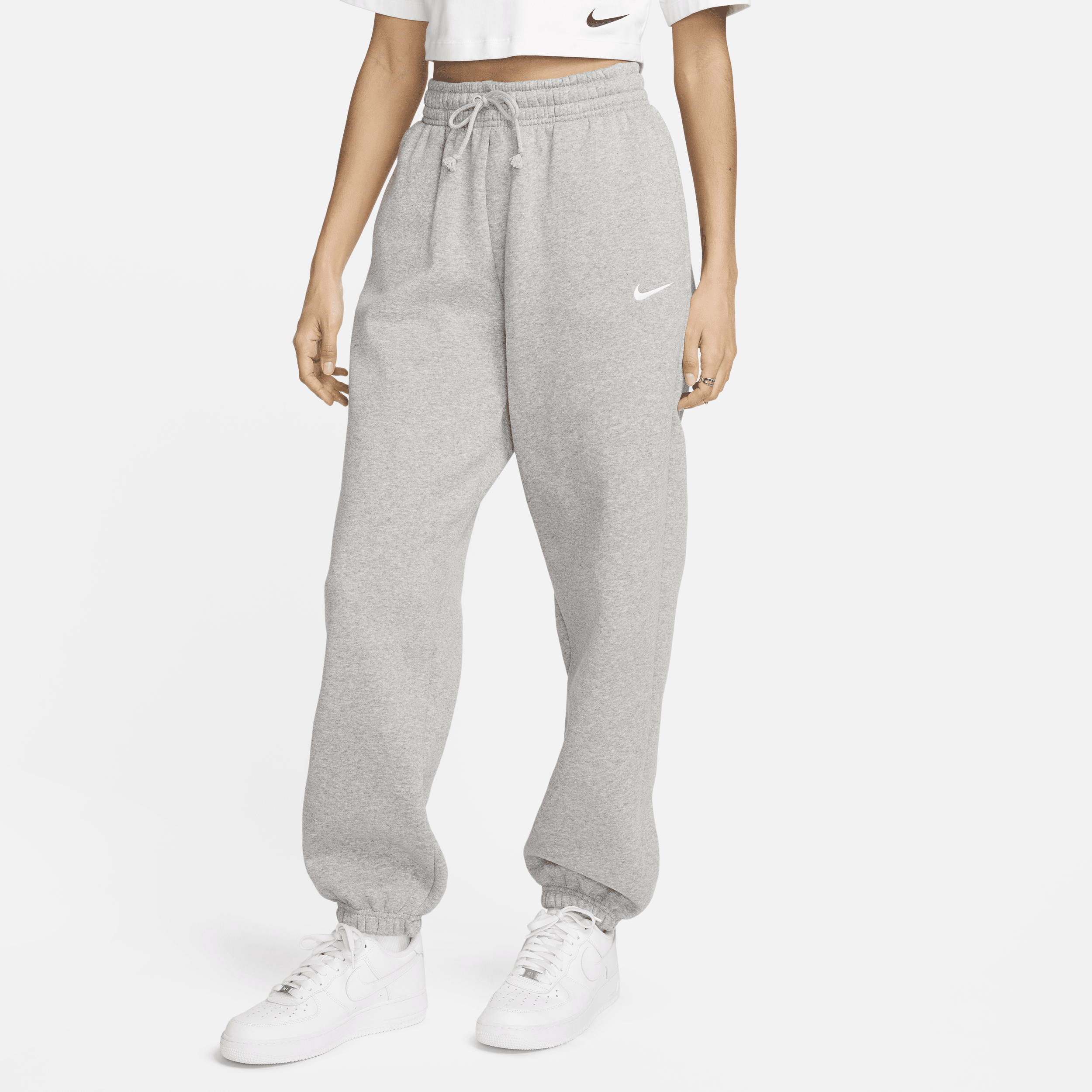 Overdimensionerede Nike Sportswear Phoenix Fleece-sweatpants med høj talje til kvinder - grå