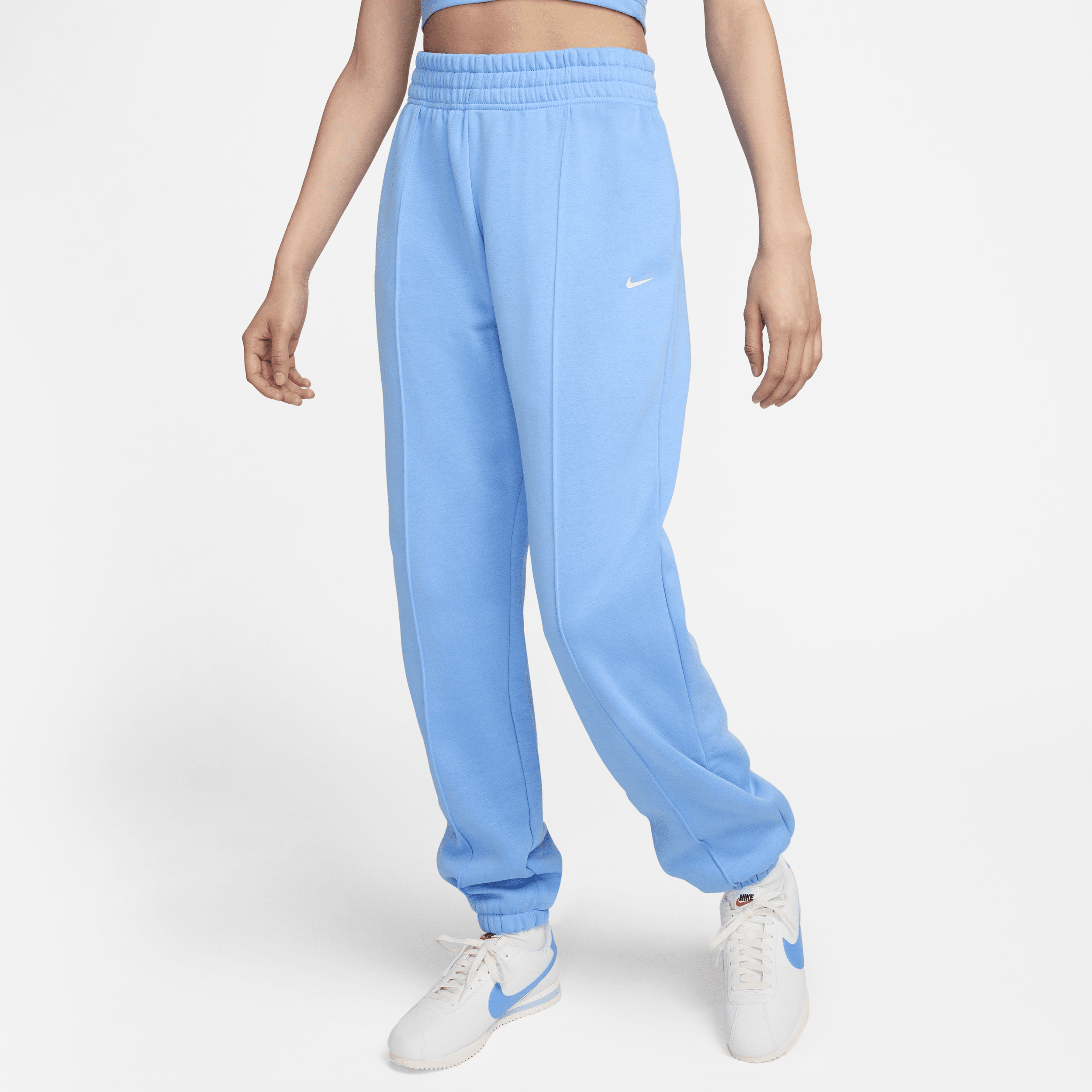 Løstsiddende Nike Sportswear-fleecebukser til kvinder - blå