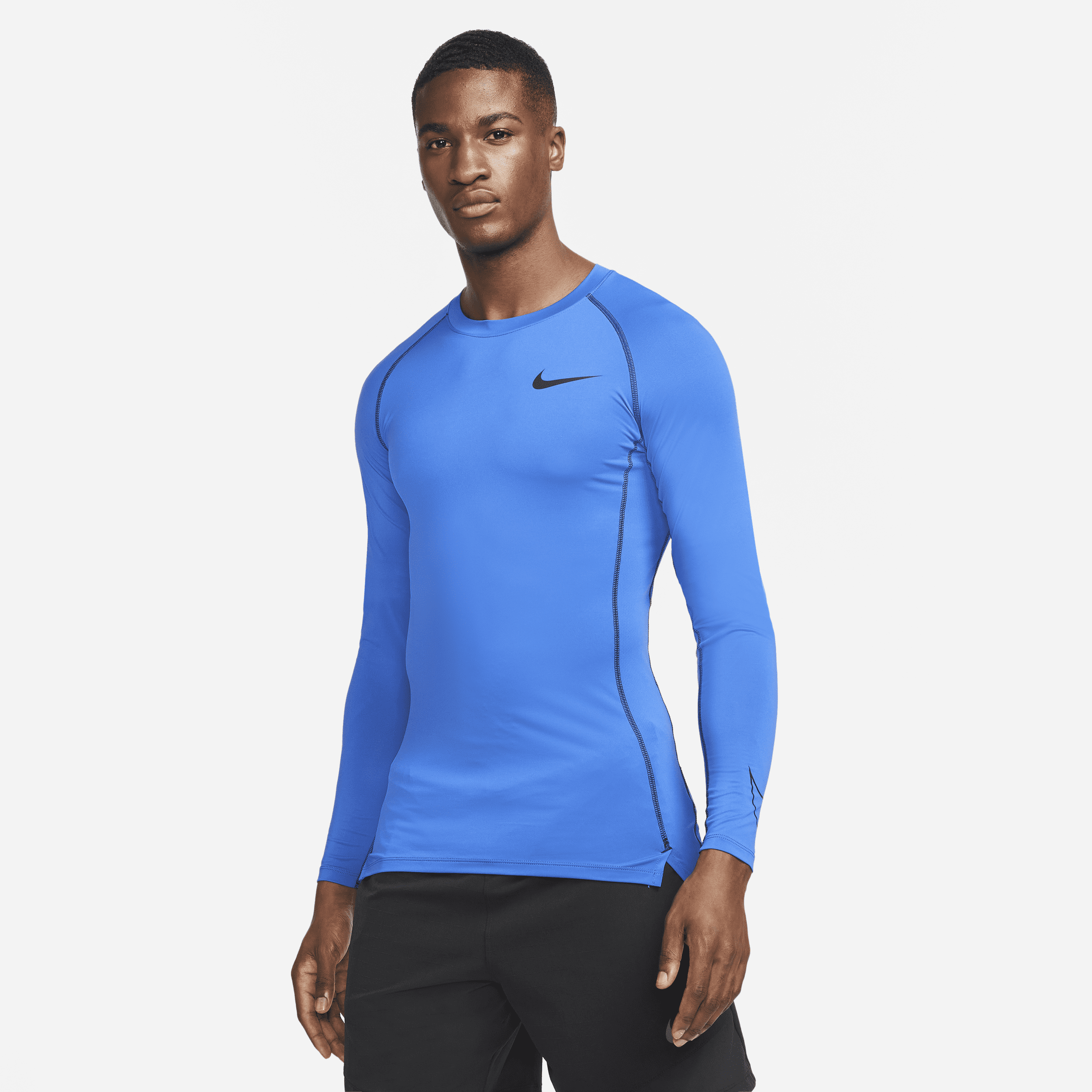 Nike Pro Dri-FIT–langærmet overdel med tætsiddende pasform til mænd - blå