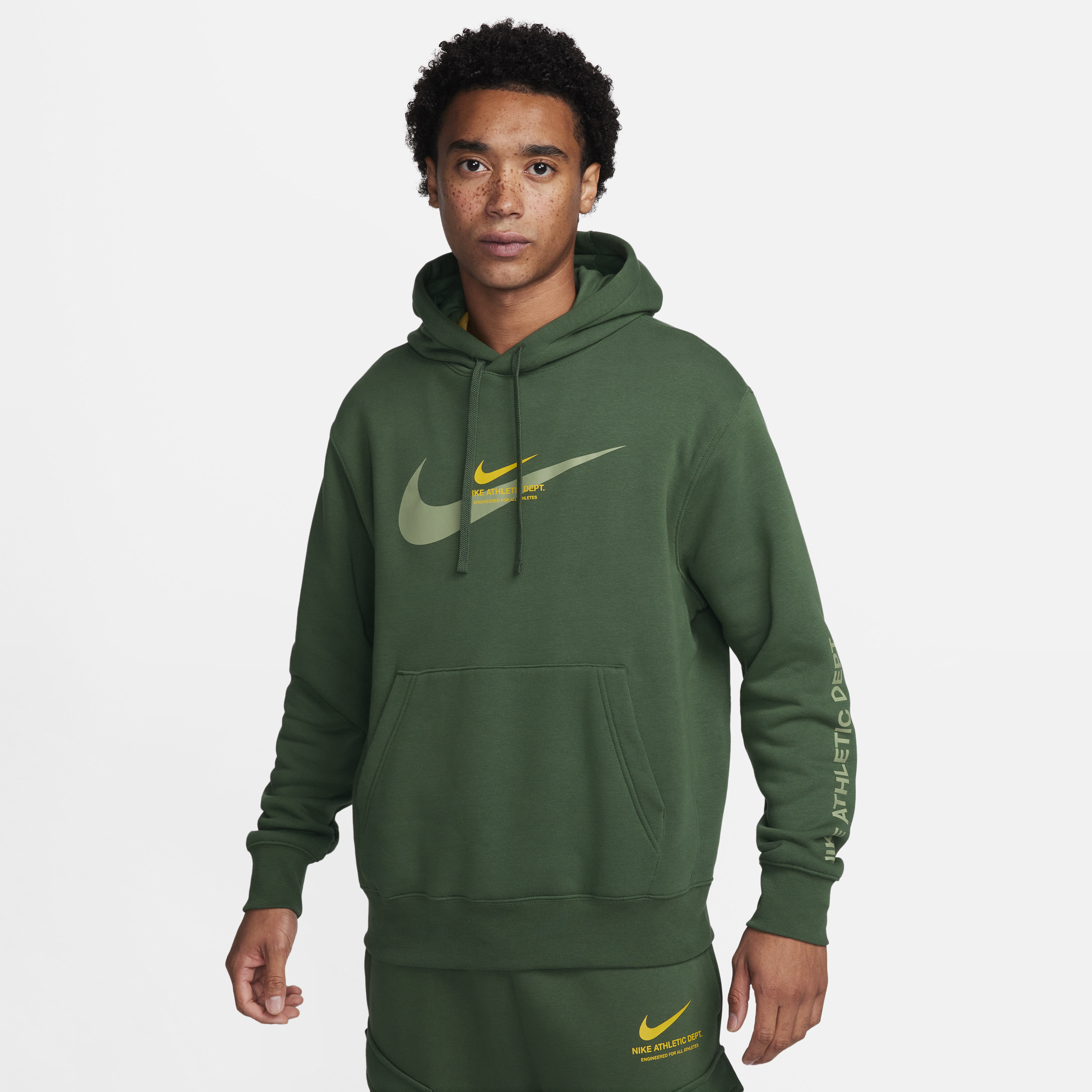 Felpa pullover in fleece con cappuccio Nike Sportswear - Uomo - Verde