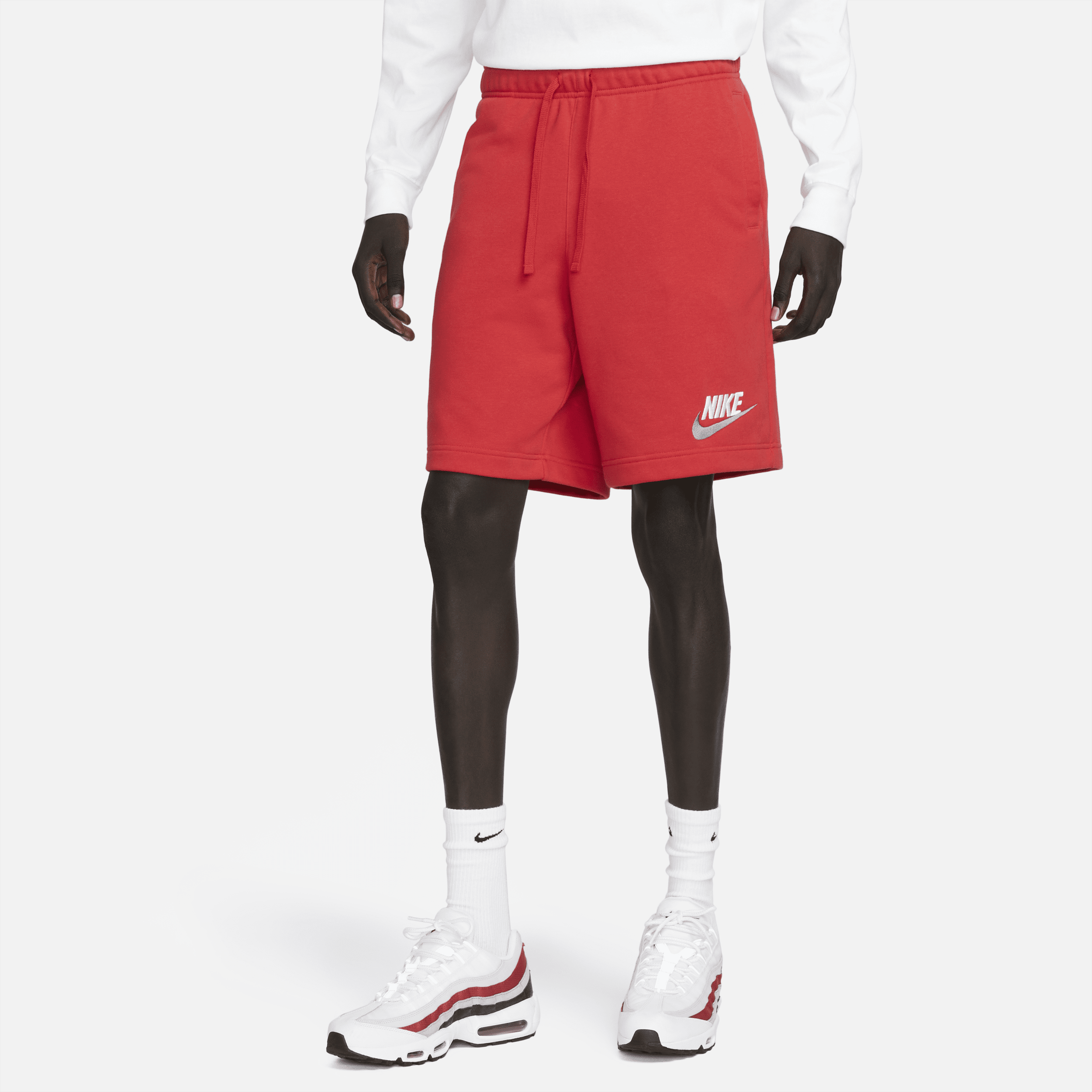 Nike Club herenshorts van sweatstof - Rood