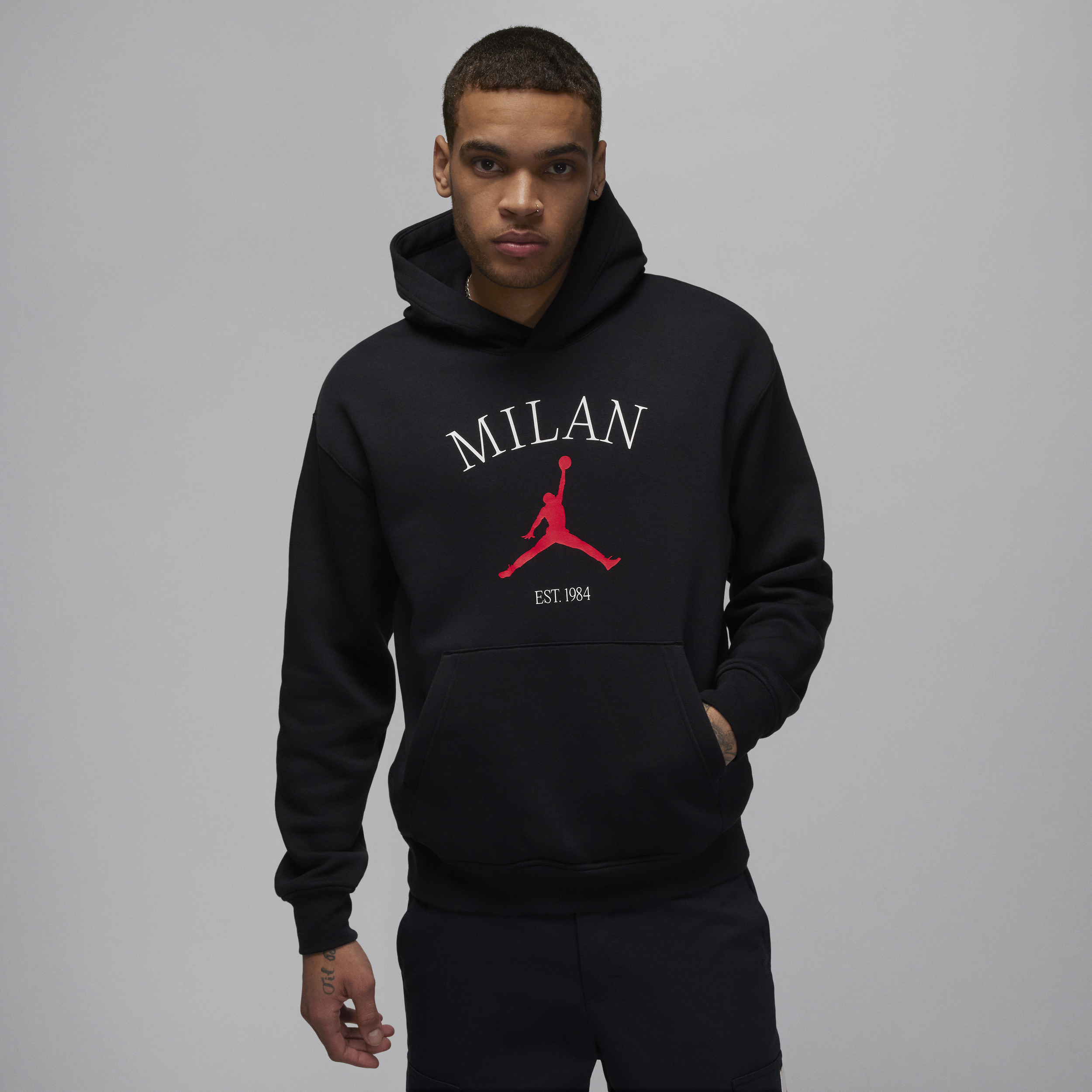 Jordan Milan-pullover-hættetrøje til mænd - sort