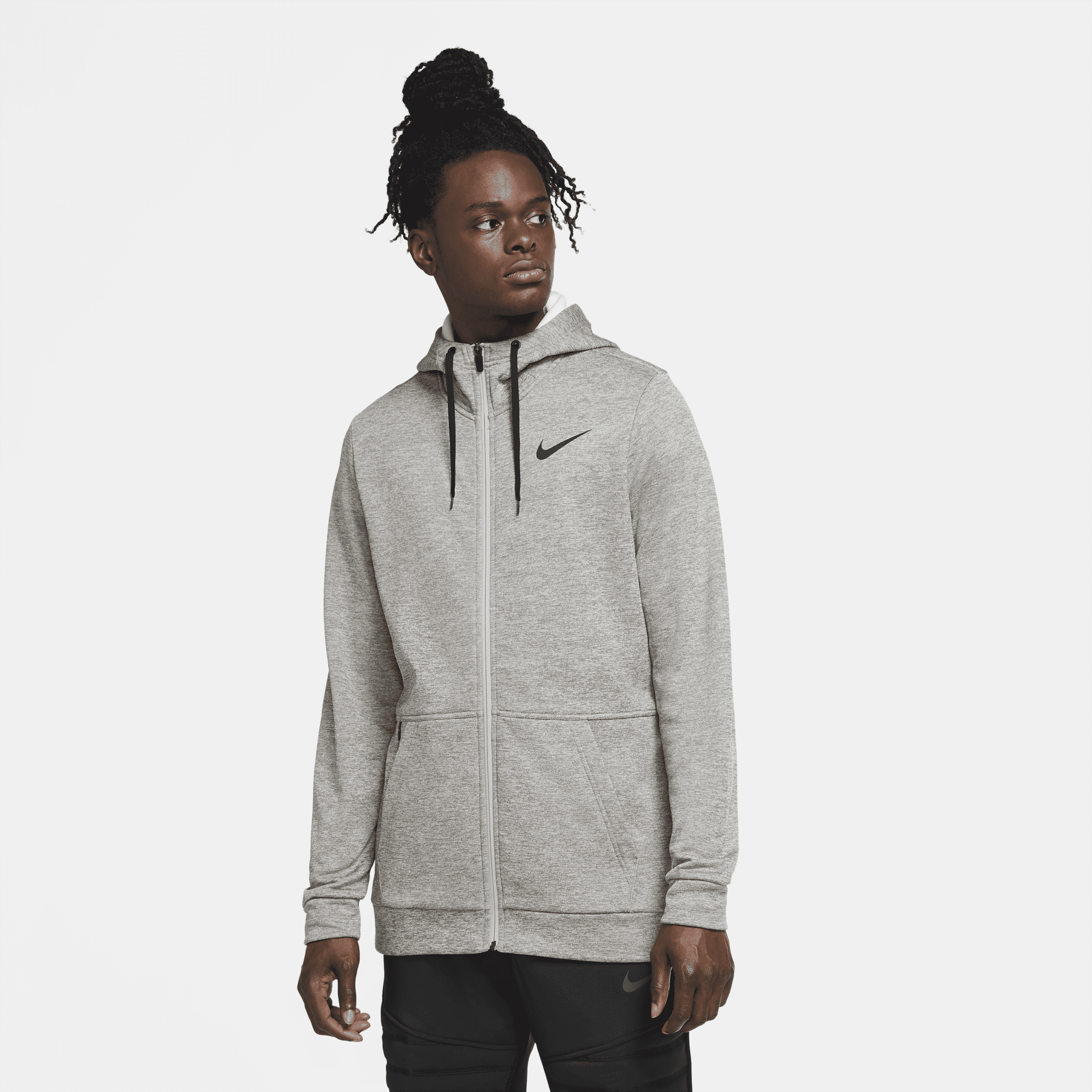 Nike Therma-træningshættetrøje med lynlås til mænd - grå