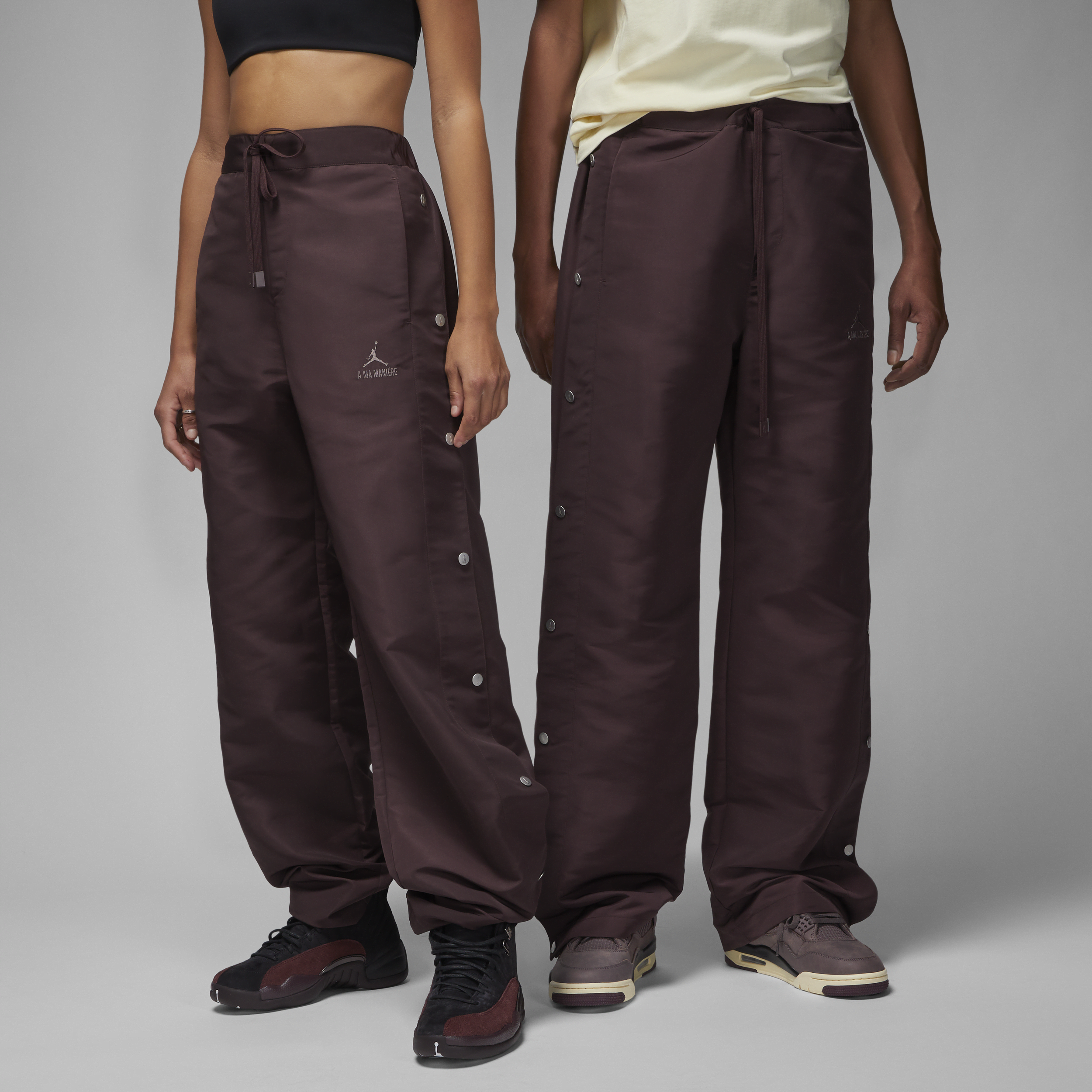 Jordan x A Ma Maniére-bukser med trykknapper - brun