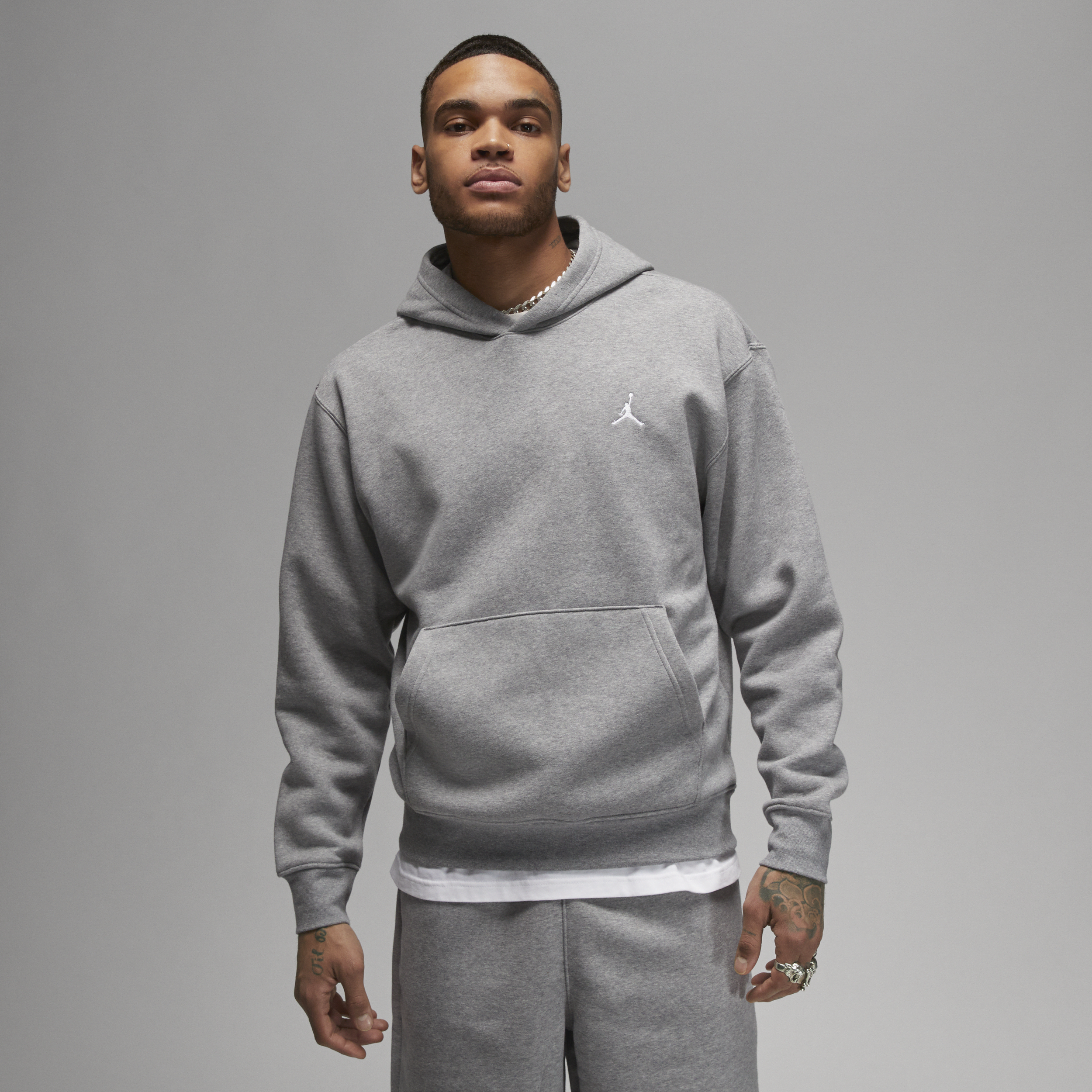 Nike Felpa pullover con cappuccio e stampa Jordan Brooklyn Fleece – Uomo - Grigio