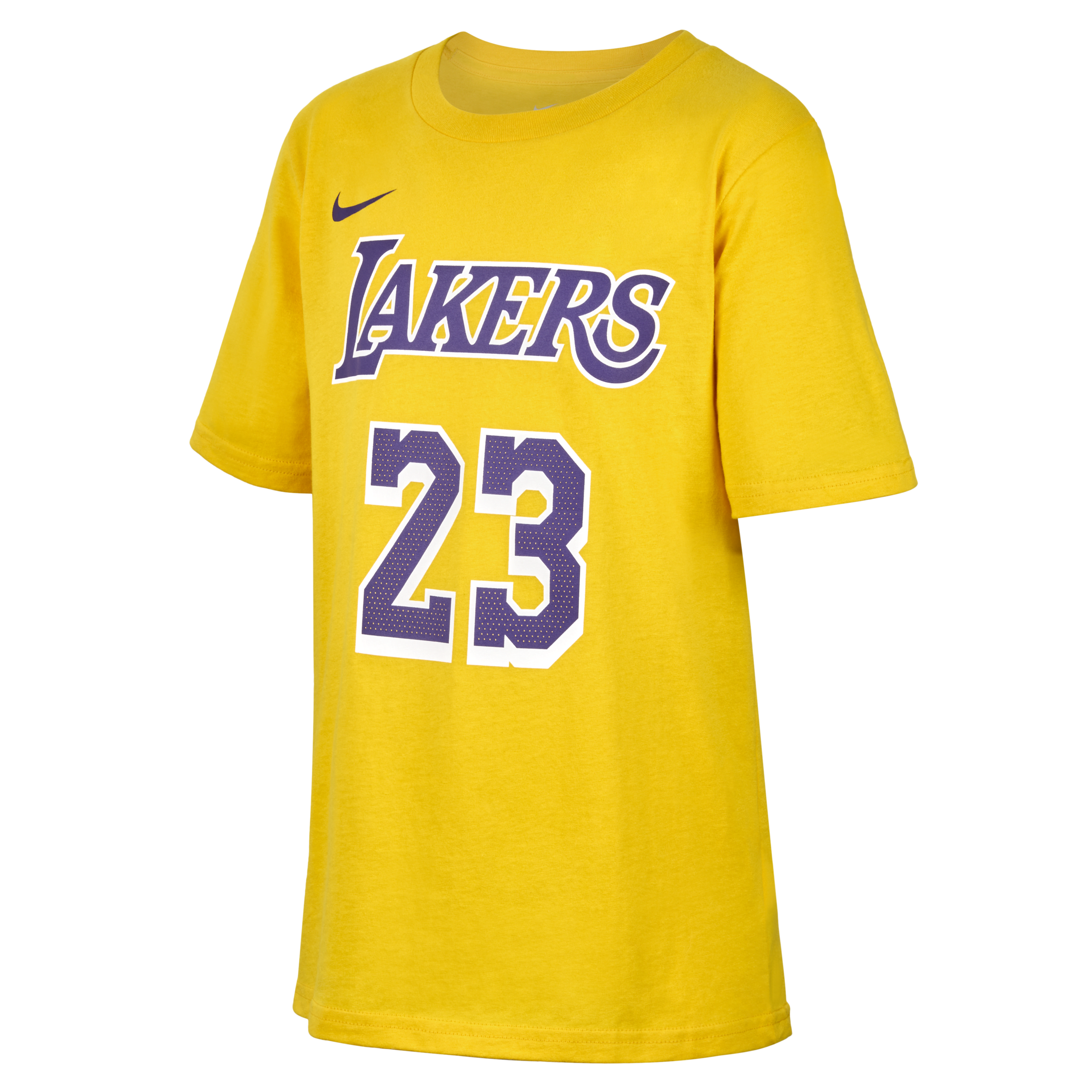 LeBron James Los Angeles Lakers Nike NBA-T-shirt til større børn (drenge) - gul